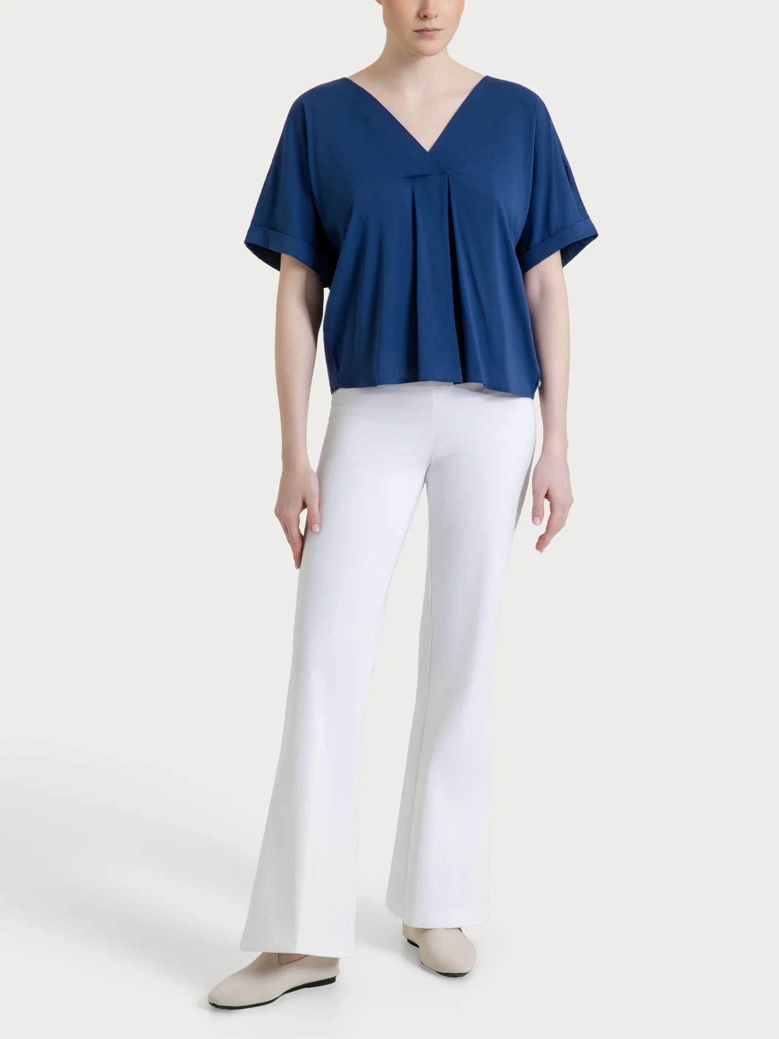 Blusa con manica kimono in Voile Stretch - Oceana - Image 5