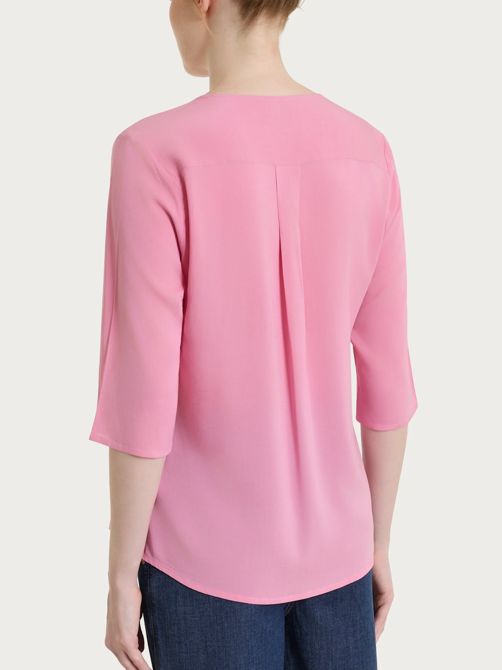 Blusa con scollo a V in Voile Stretch - Cashmere Rose - Image 2