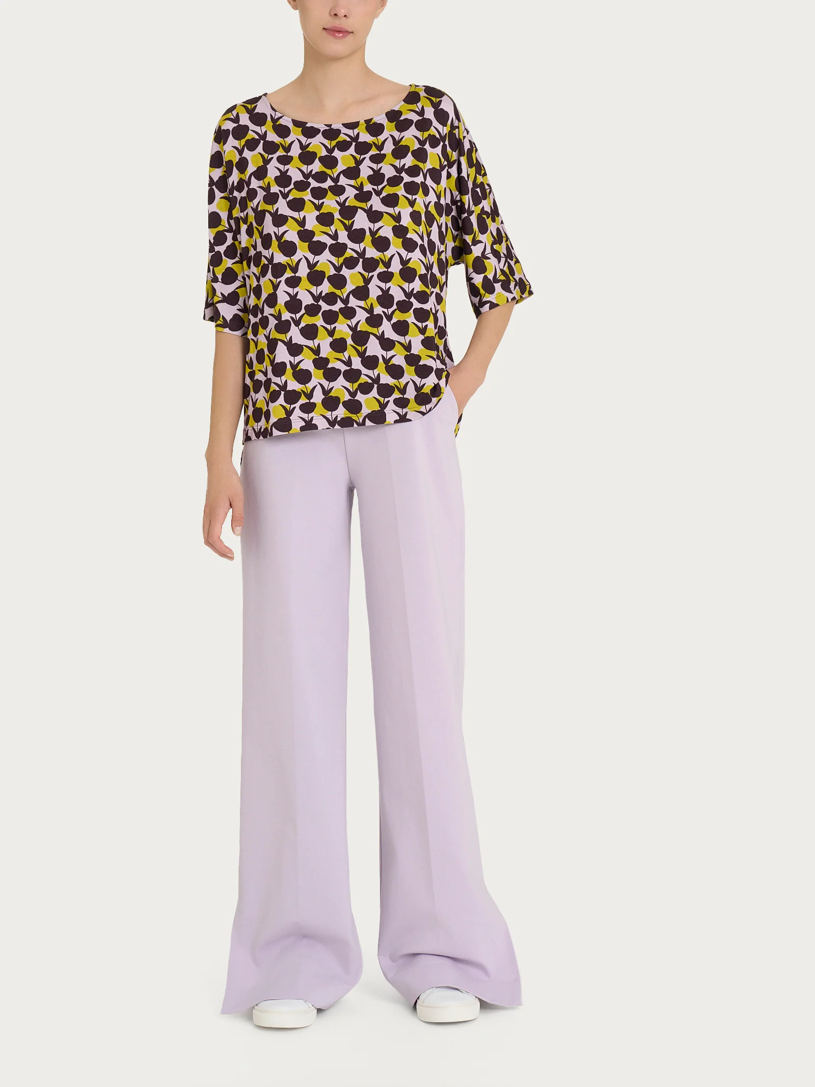 Blusa girocollo con tulips pattern in Viscosa Summer - Fant. Grenoble Green - Image 4
