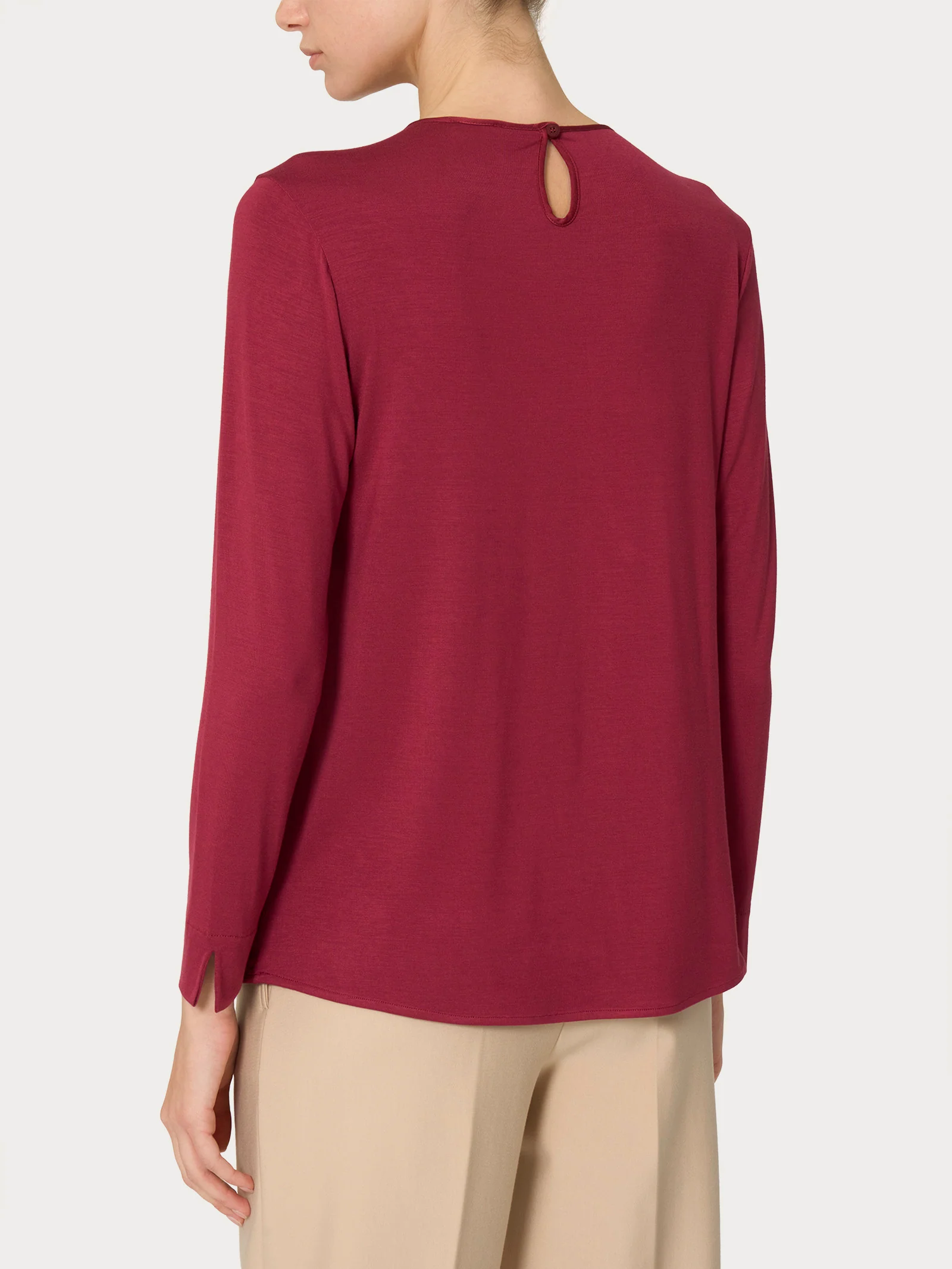 Blusa girocollo in misto viscosa - Tibetan Red - Image 2