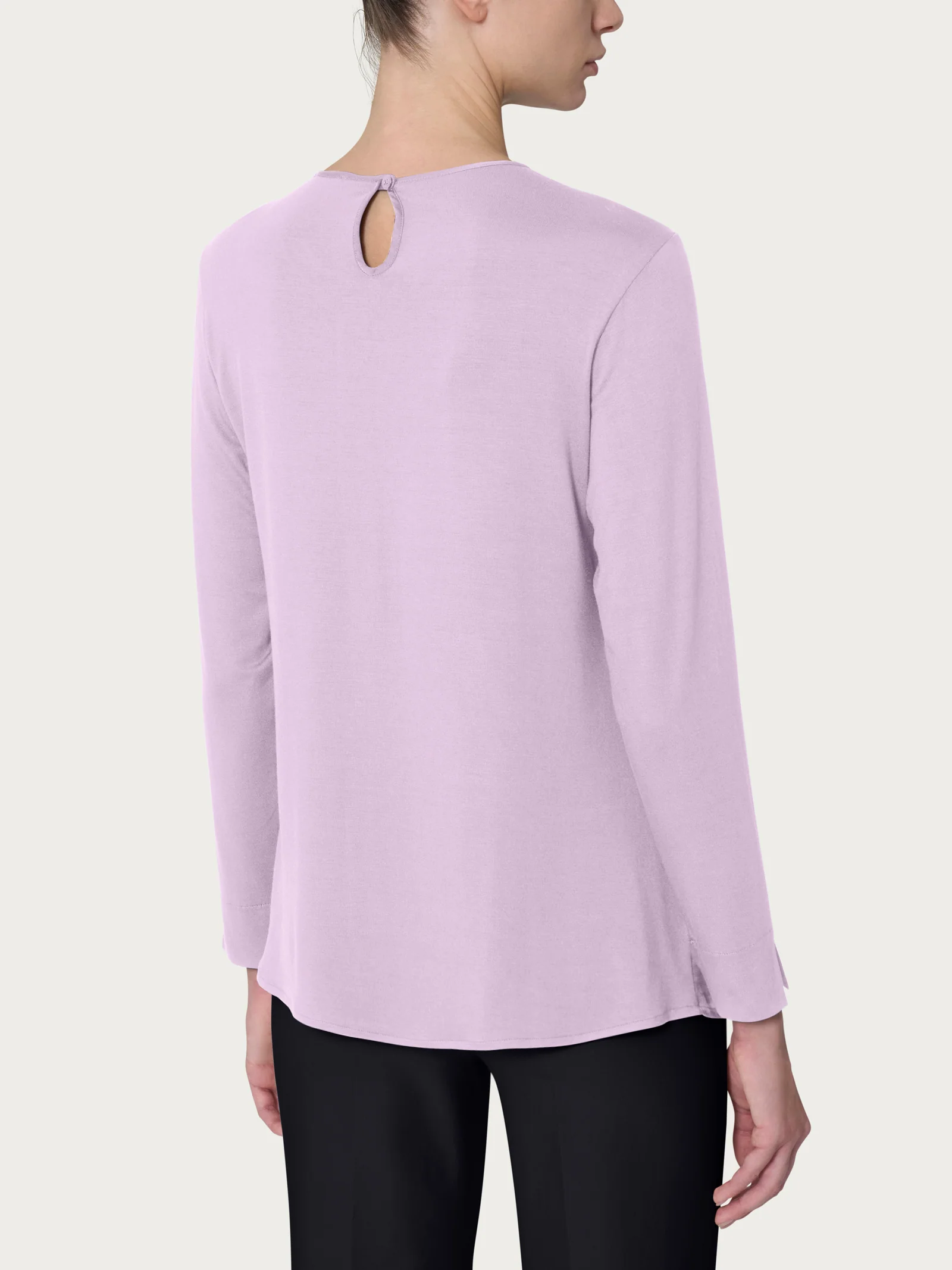 Blusa girocollo in misto viscosa - Orchid Petal - Image 2