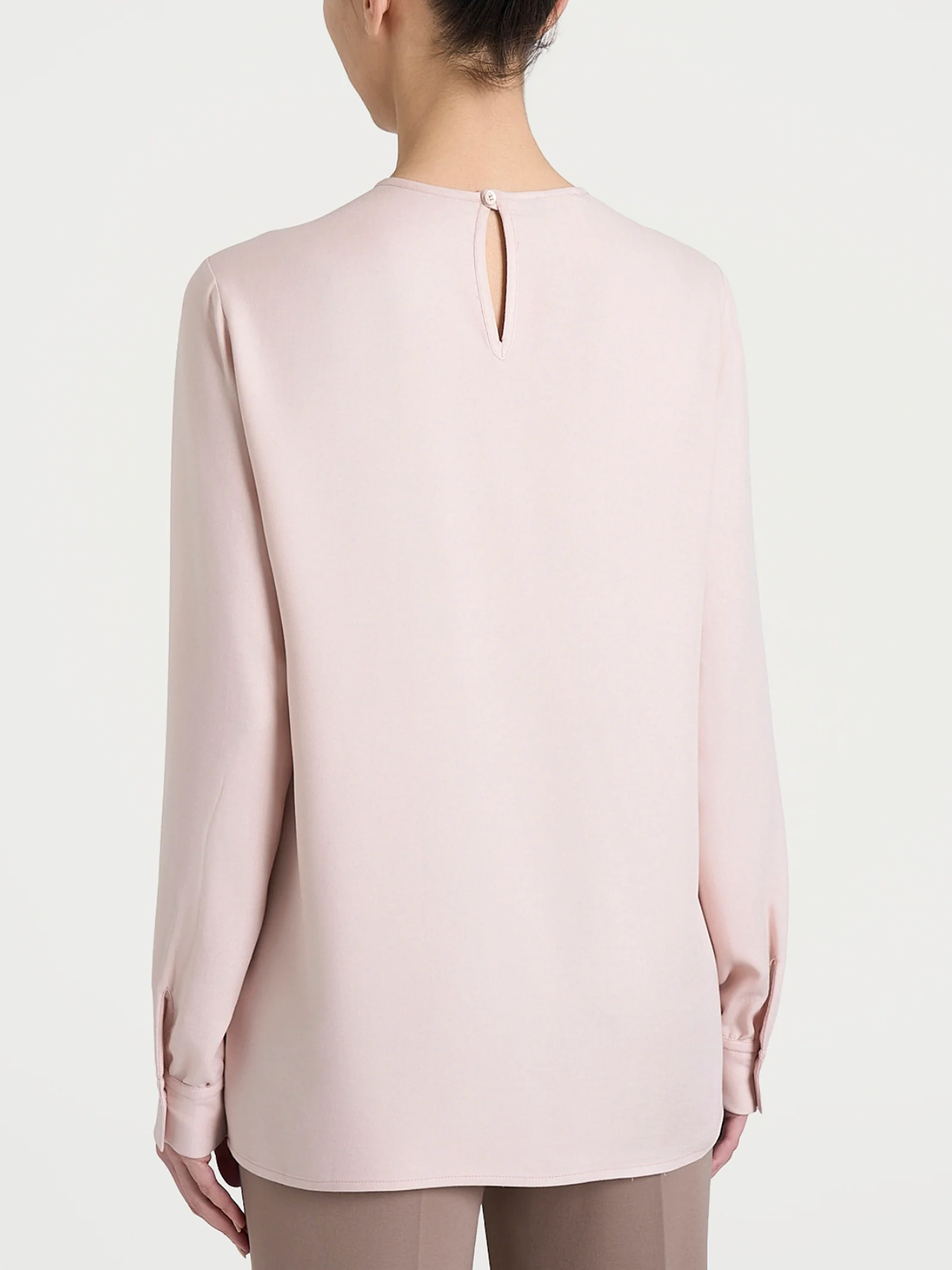 Blusa girocollo in Winter Ecoseta - Cameo Rose - Image 2