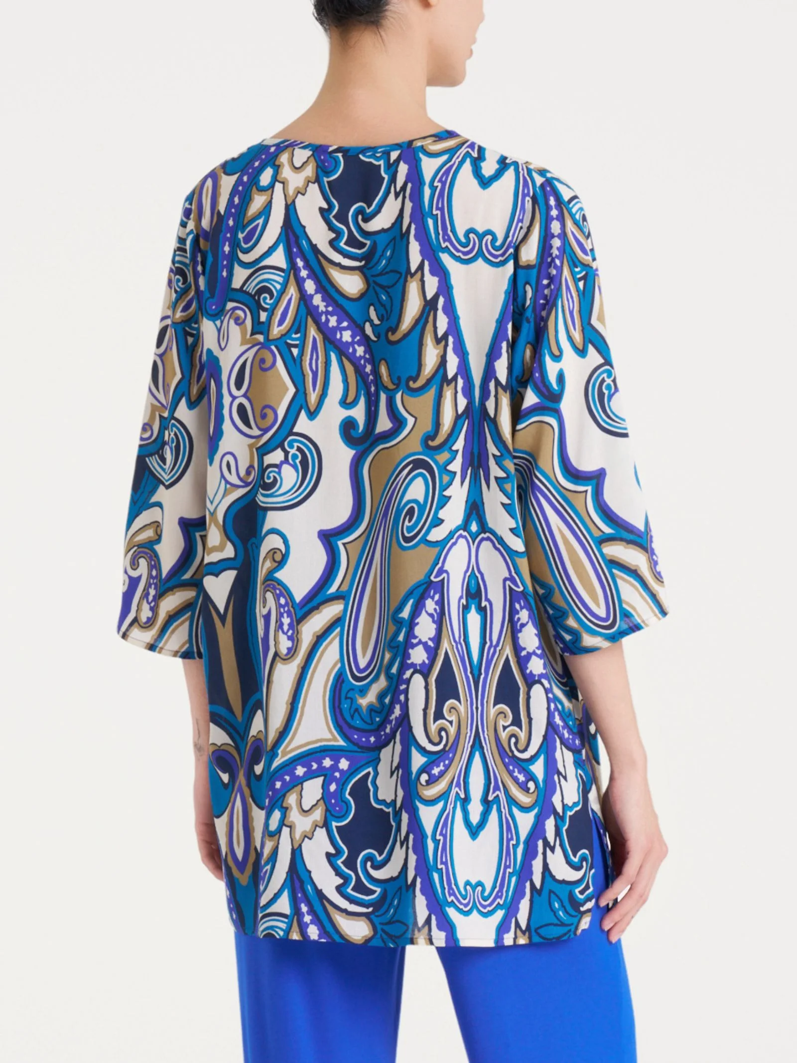 Blusa lunga con manica 3/4 in Ecoseta - Fant. Dazzling Blue - Image 2