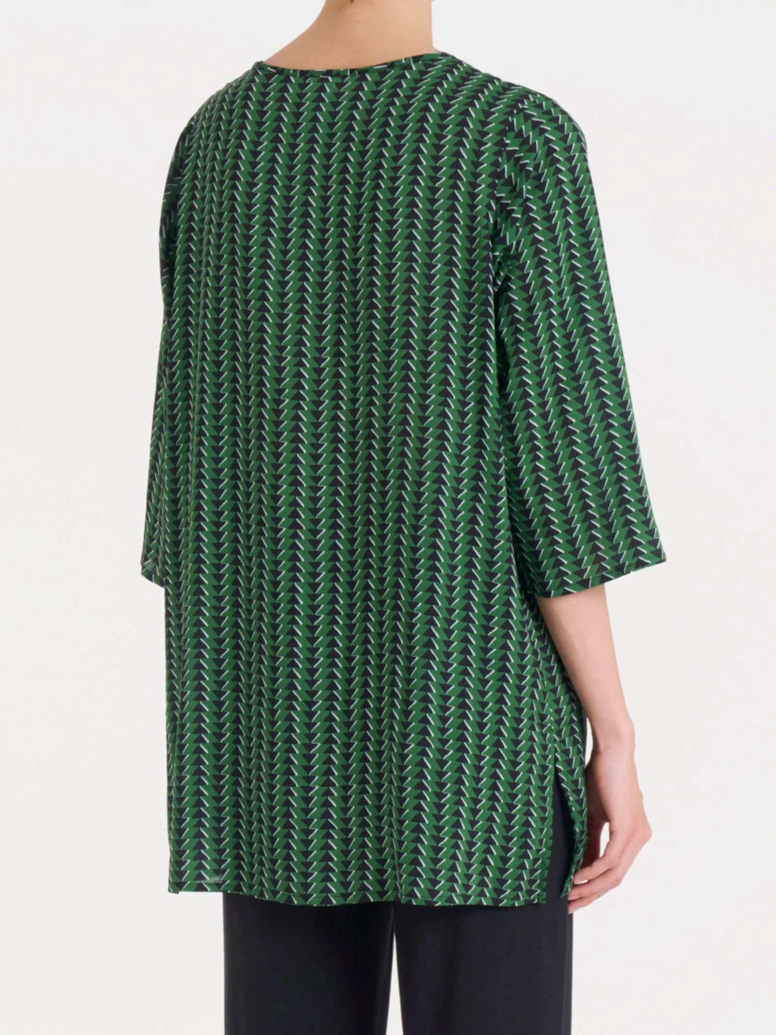 Blusa lunga con manica 3/4 in Ecoseta - Fant. Artichoke Green - Image 2