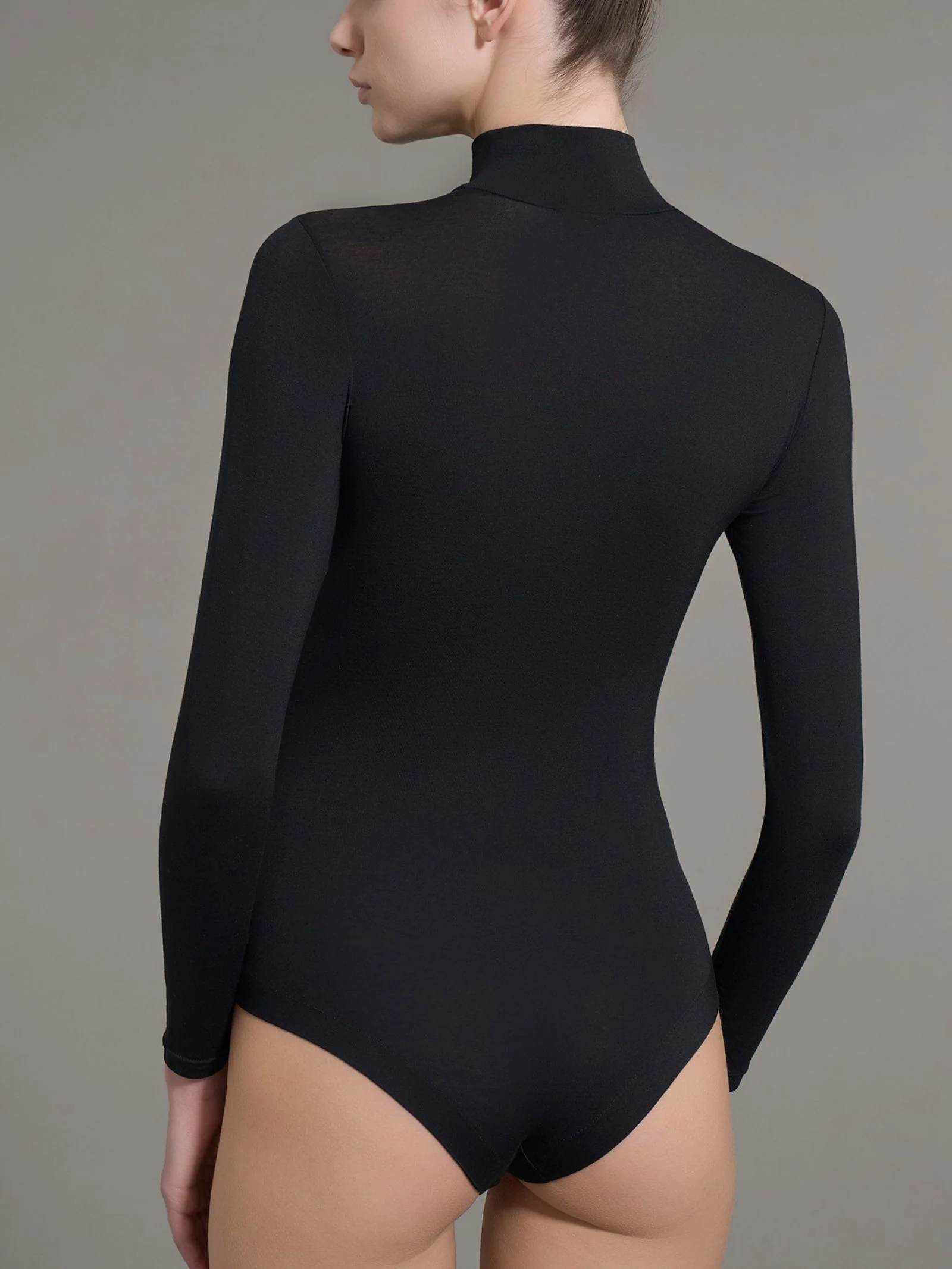 Body con collo alto in Tenderwool - Nero - Image 2