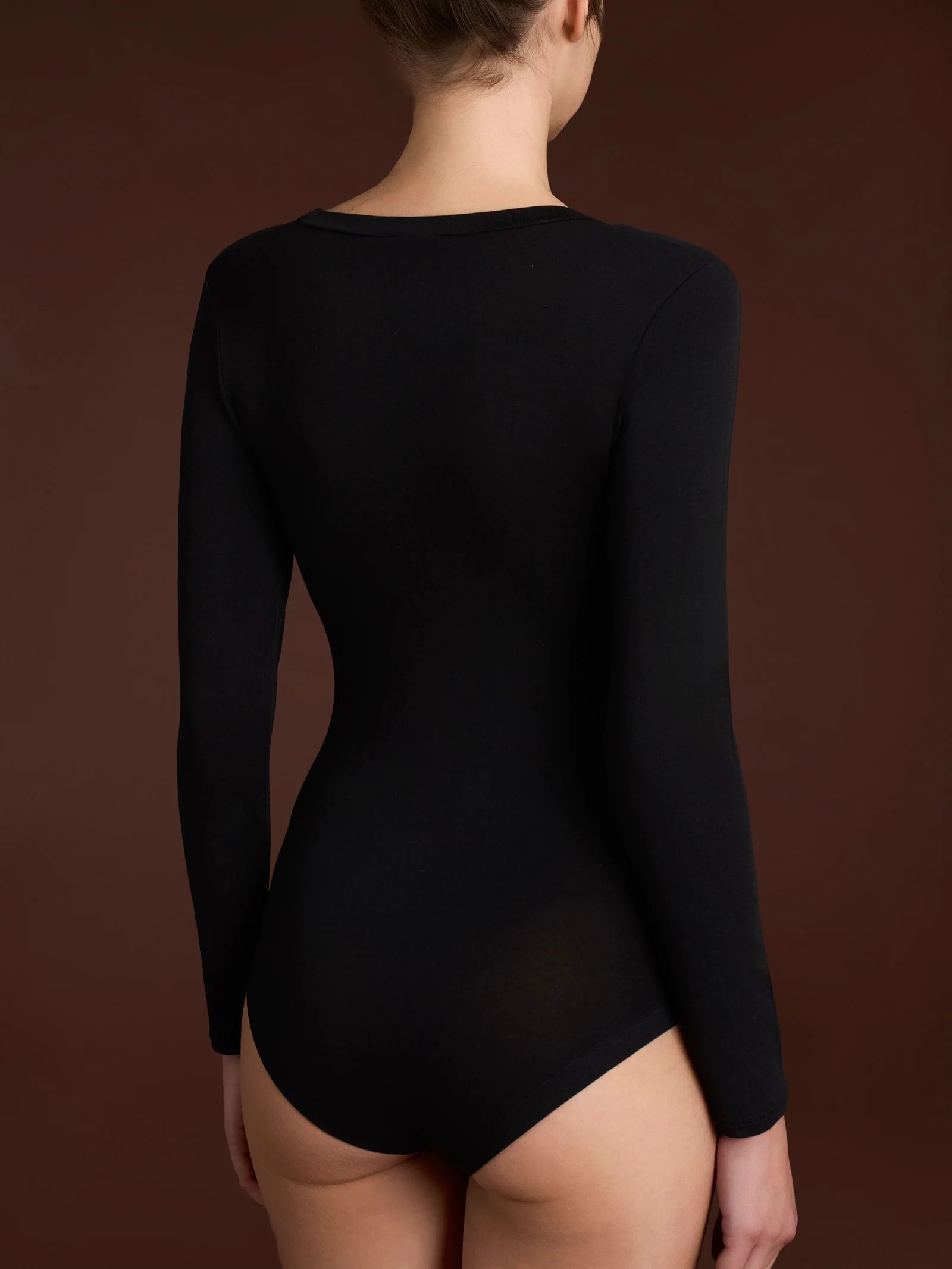 Body girocollo con manica lunga in tenderwool - Nero - Image 2
