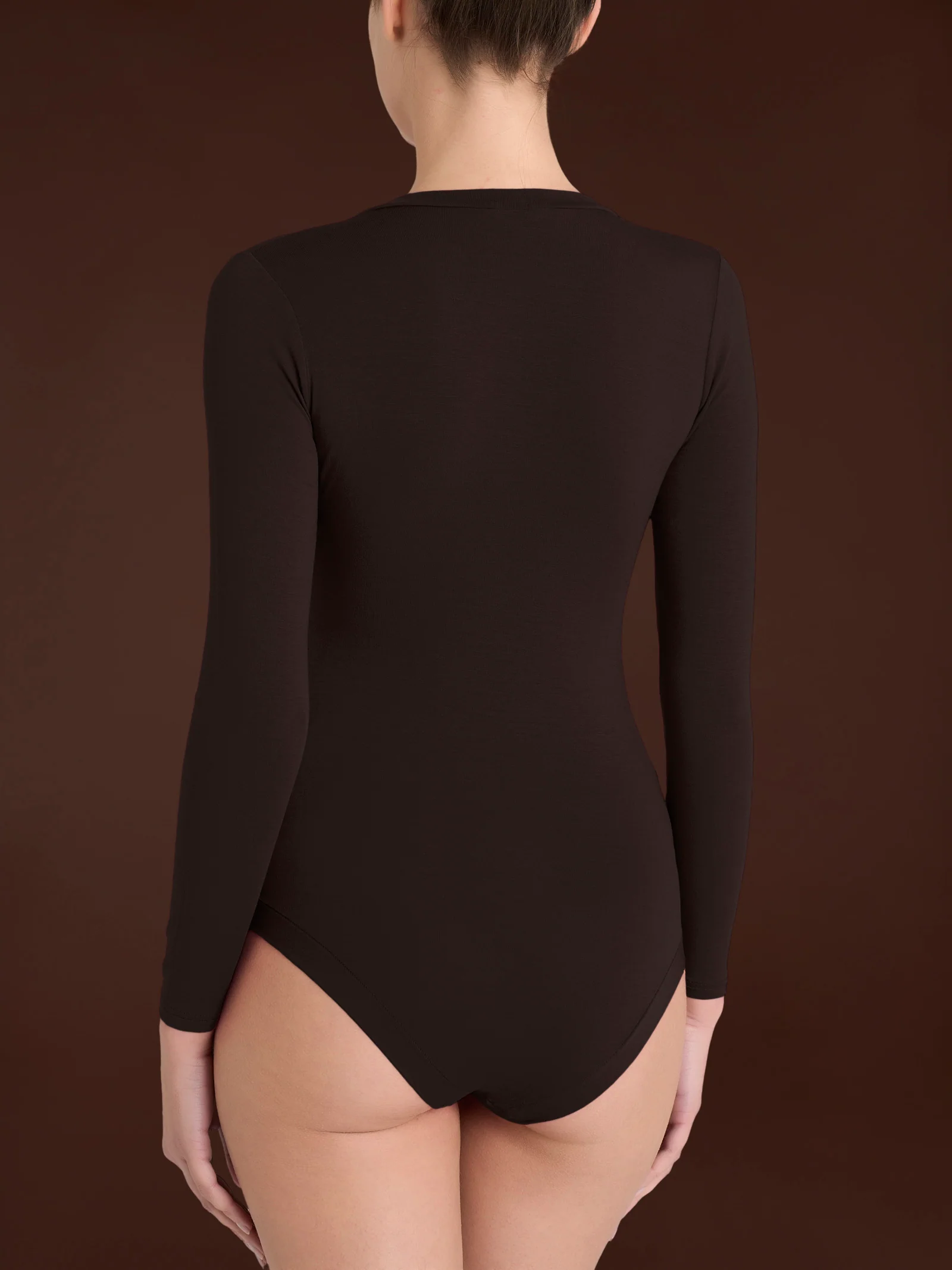 Body girocollo con manica lunga in tenderwool - Chocolate Torte - Image 2