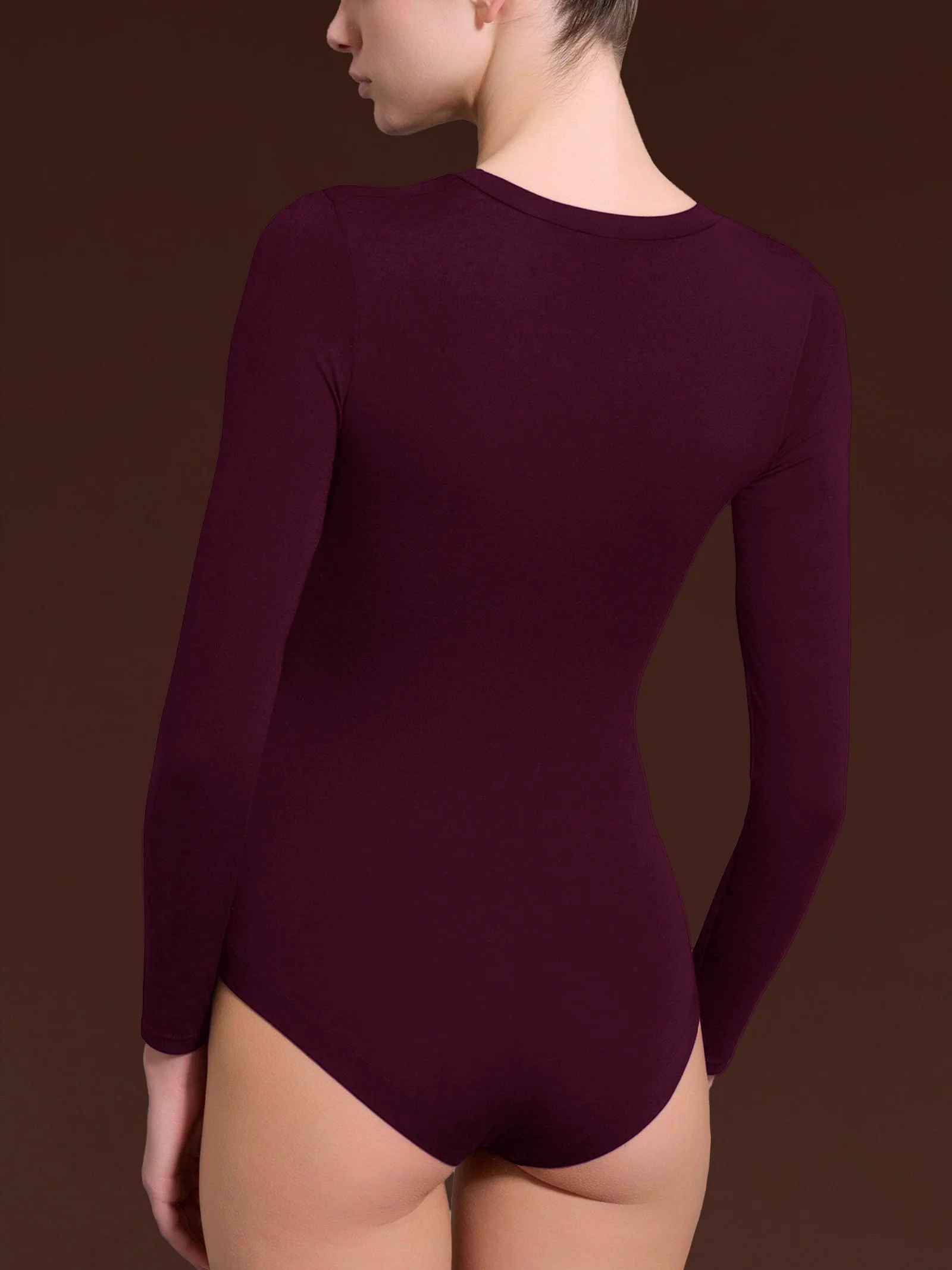 Body girocollo con manica lunga in tenderwool - Fig - Image 2