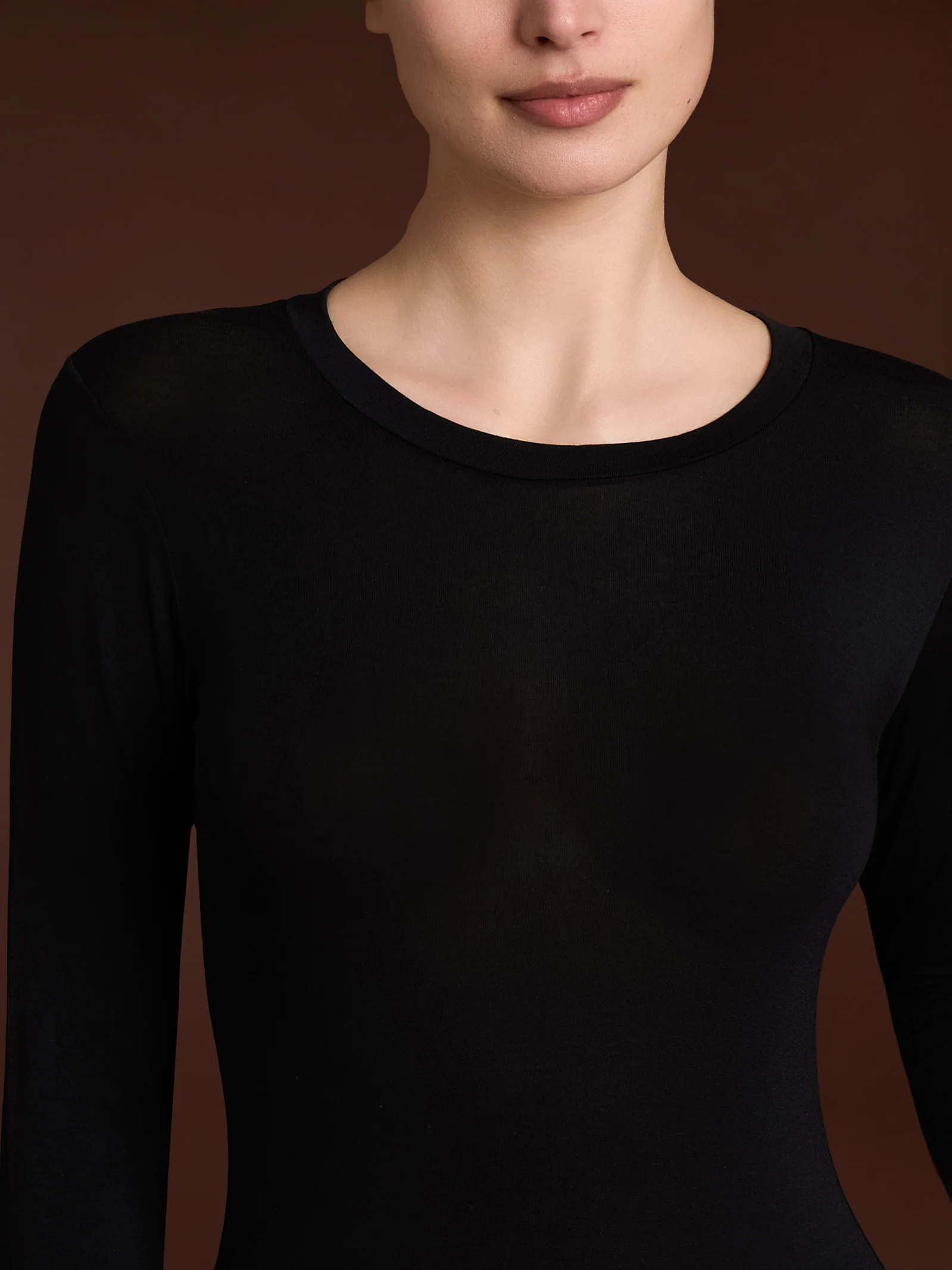 Body girocollo con manica lunga in tenderwool - Fig - Image 3