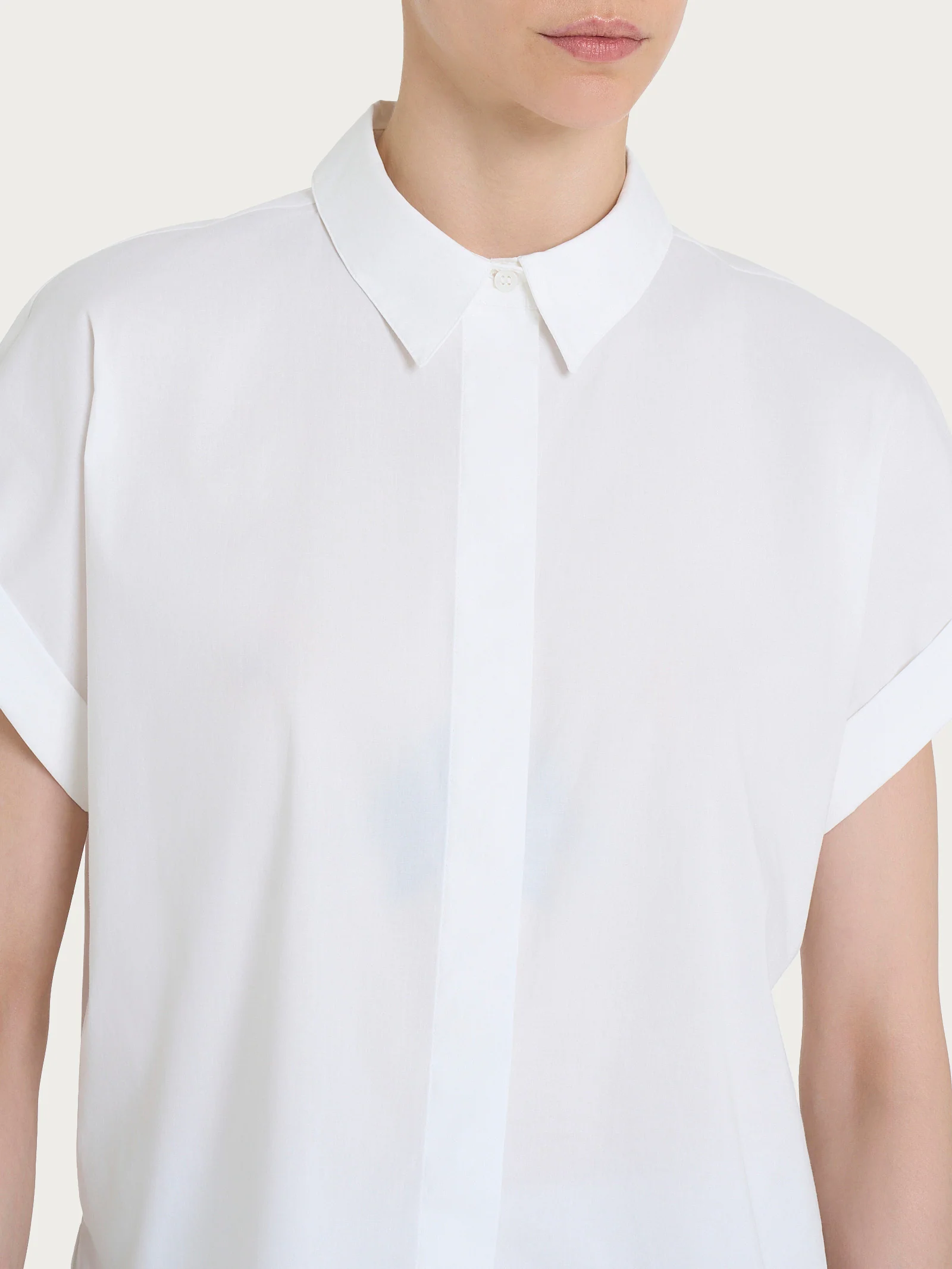 Camicia a manica kimono in Popeline - Bianco - Image 3