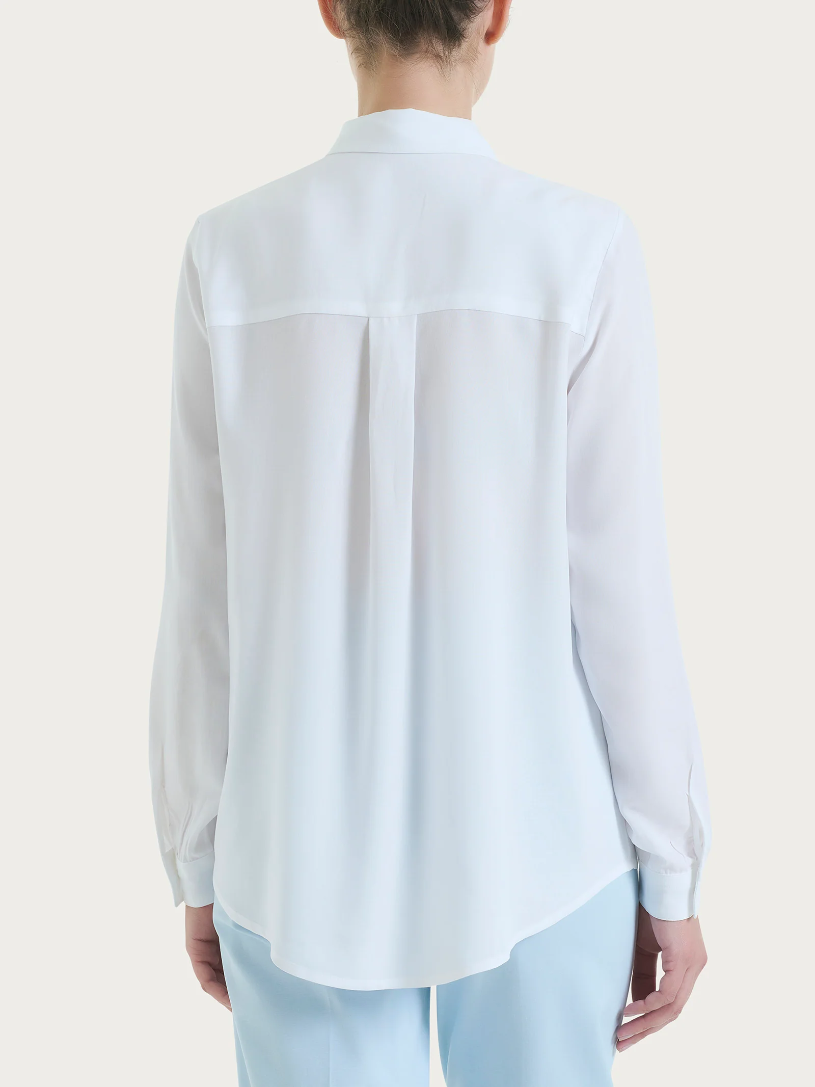 Camicia a manica lunga in Ecoseta - Bianco - Image 2