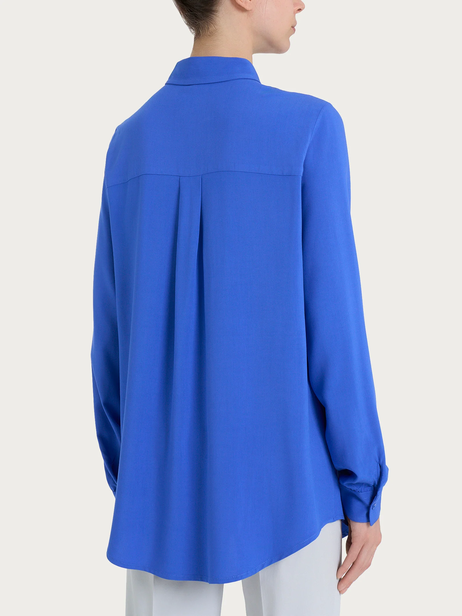 Camicia a manica lunga in Ecoseta - Dazzling Blue - Image 2