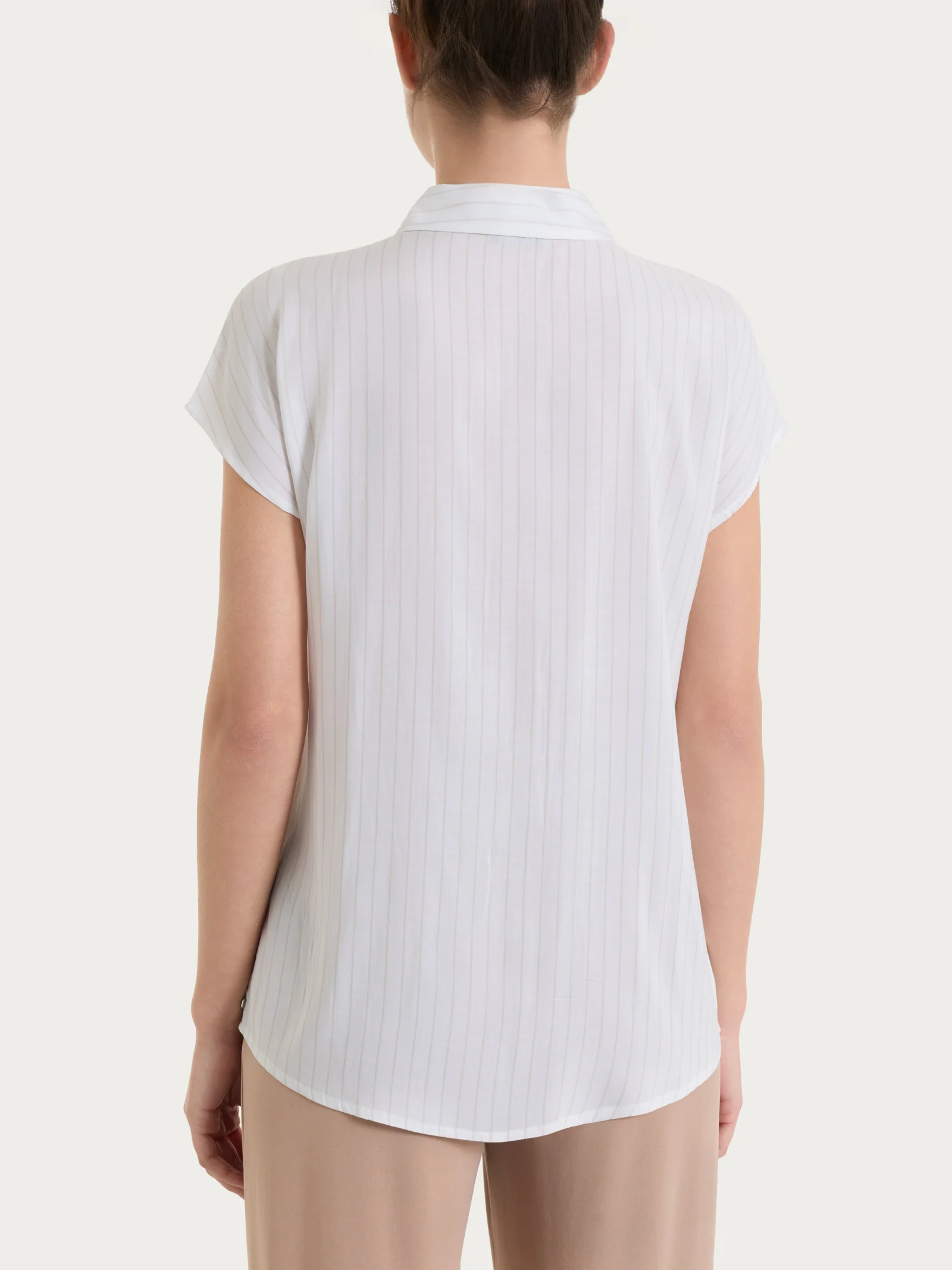Camicia a righe con manica corta in Ecoseta - Fant.Champignon - Image 2