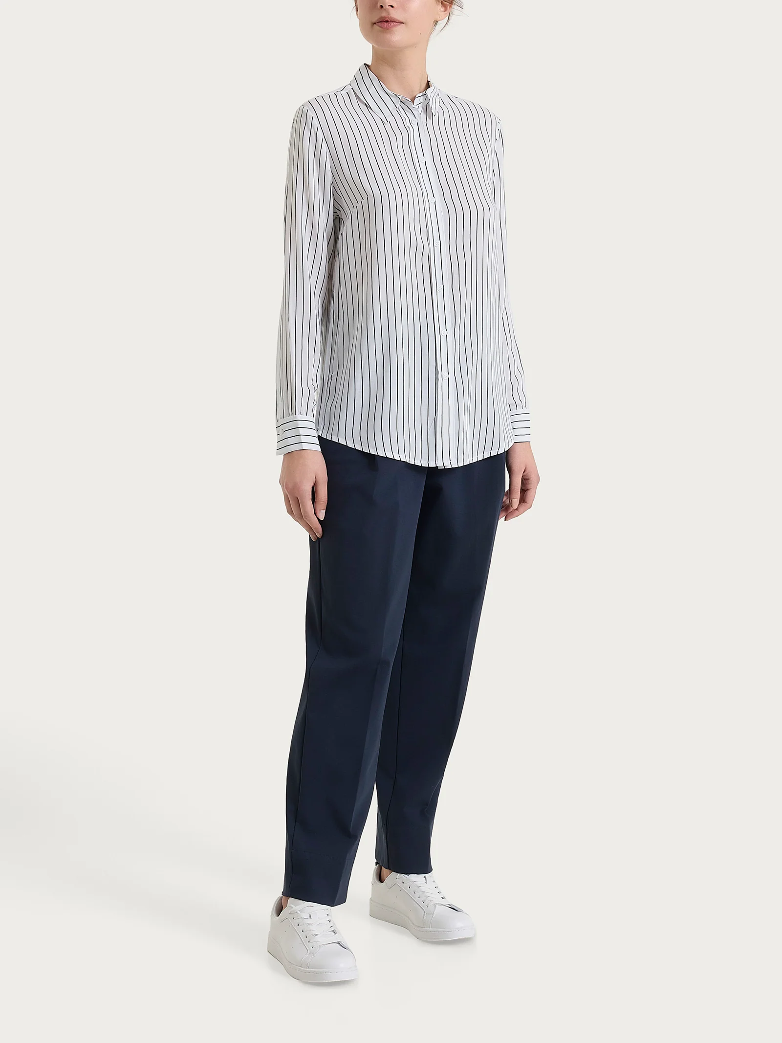 Camicia a righe in EcoSeta - Fant.Bleu - Image 6