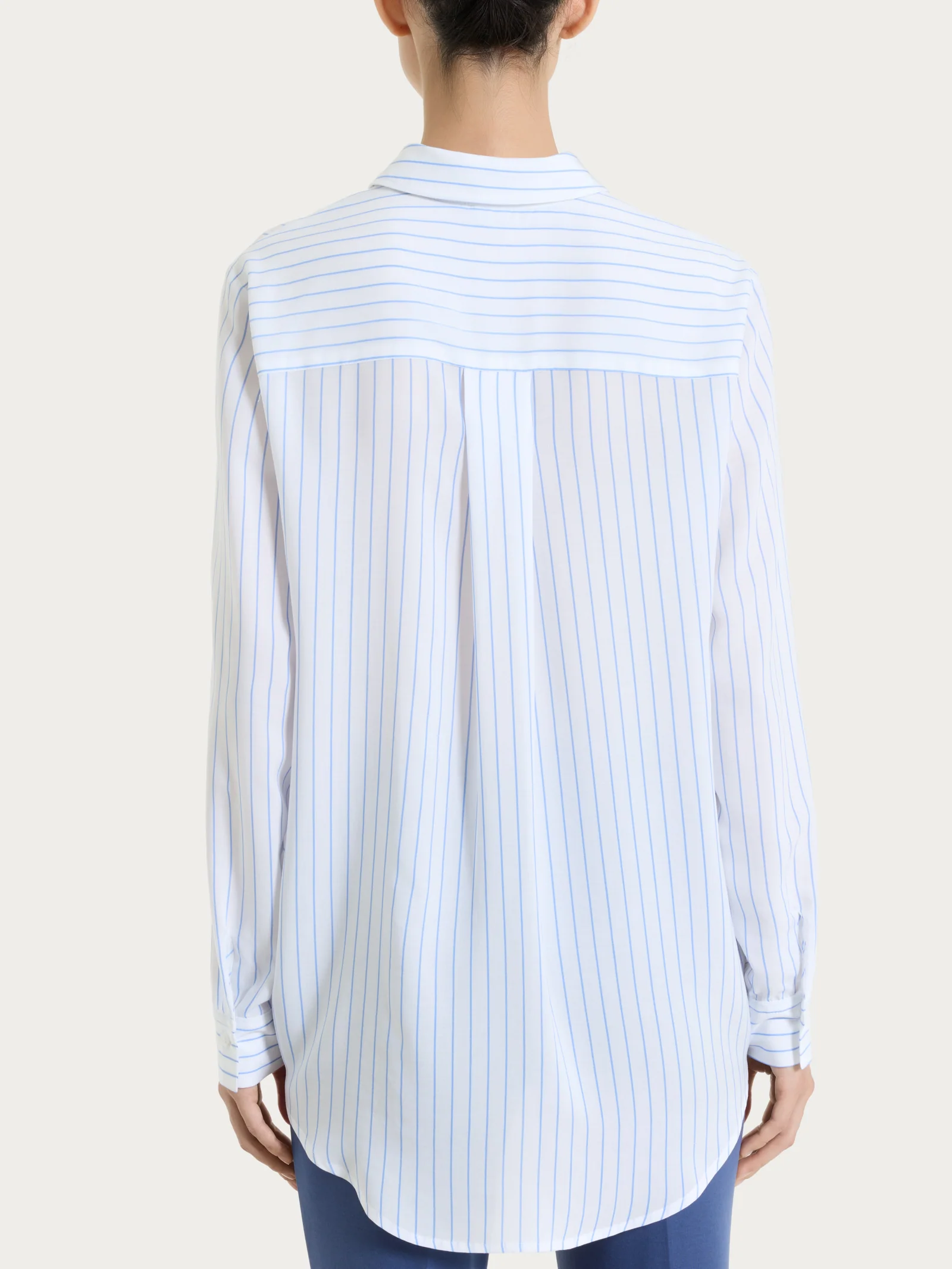 Camicia a righe in EcoSeta - Fant. Bel Air Blue - Image 2