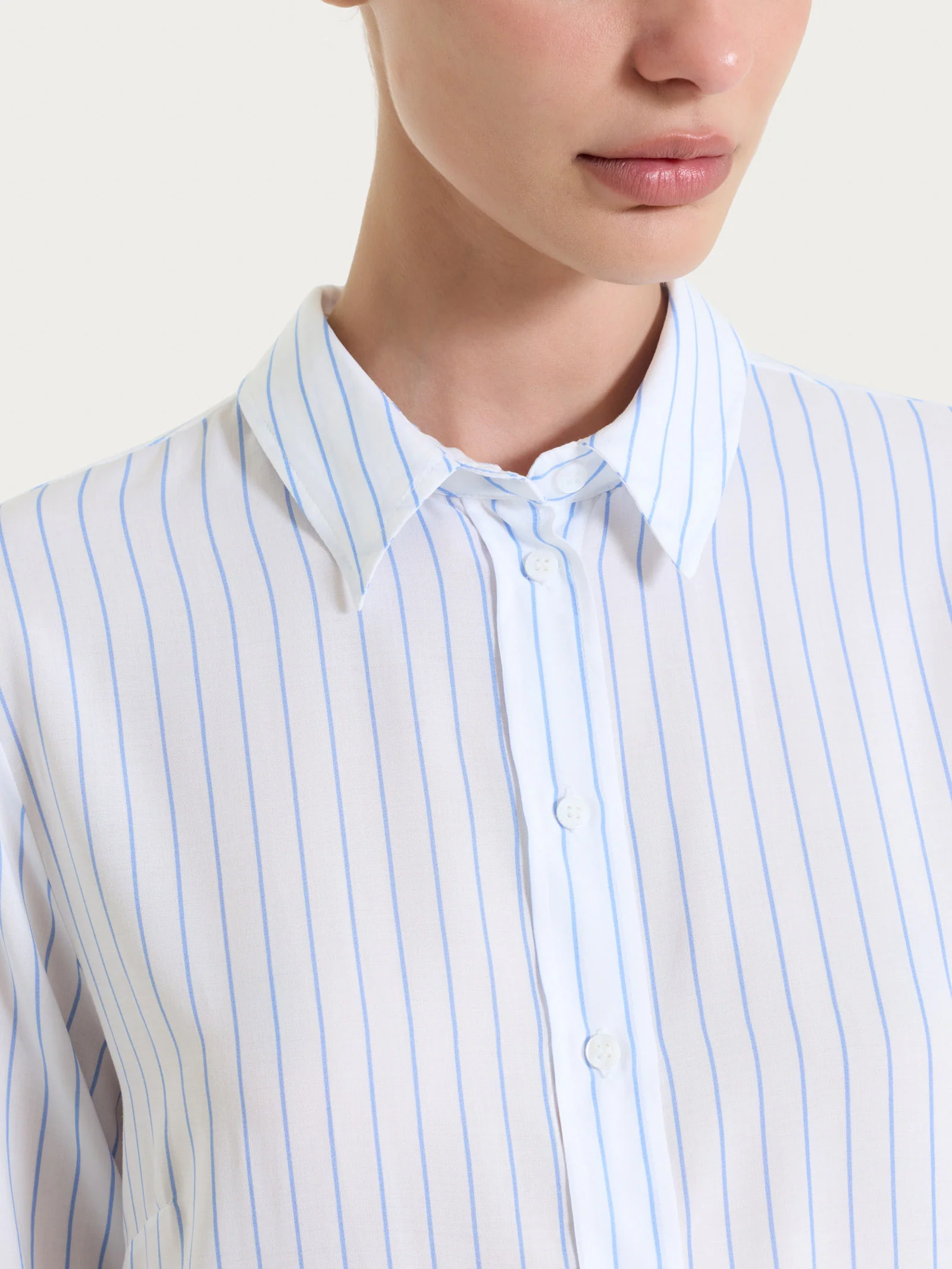 Camicia a righe in EcoSeta - Fant. Bel Air Blue - Image 5