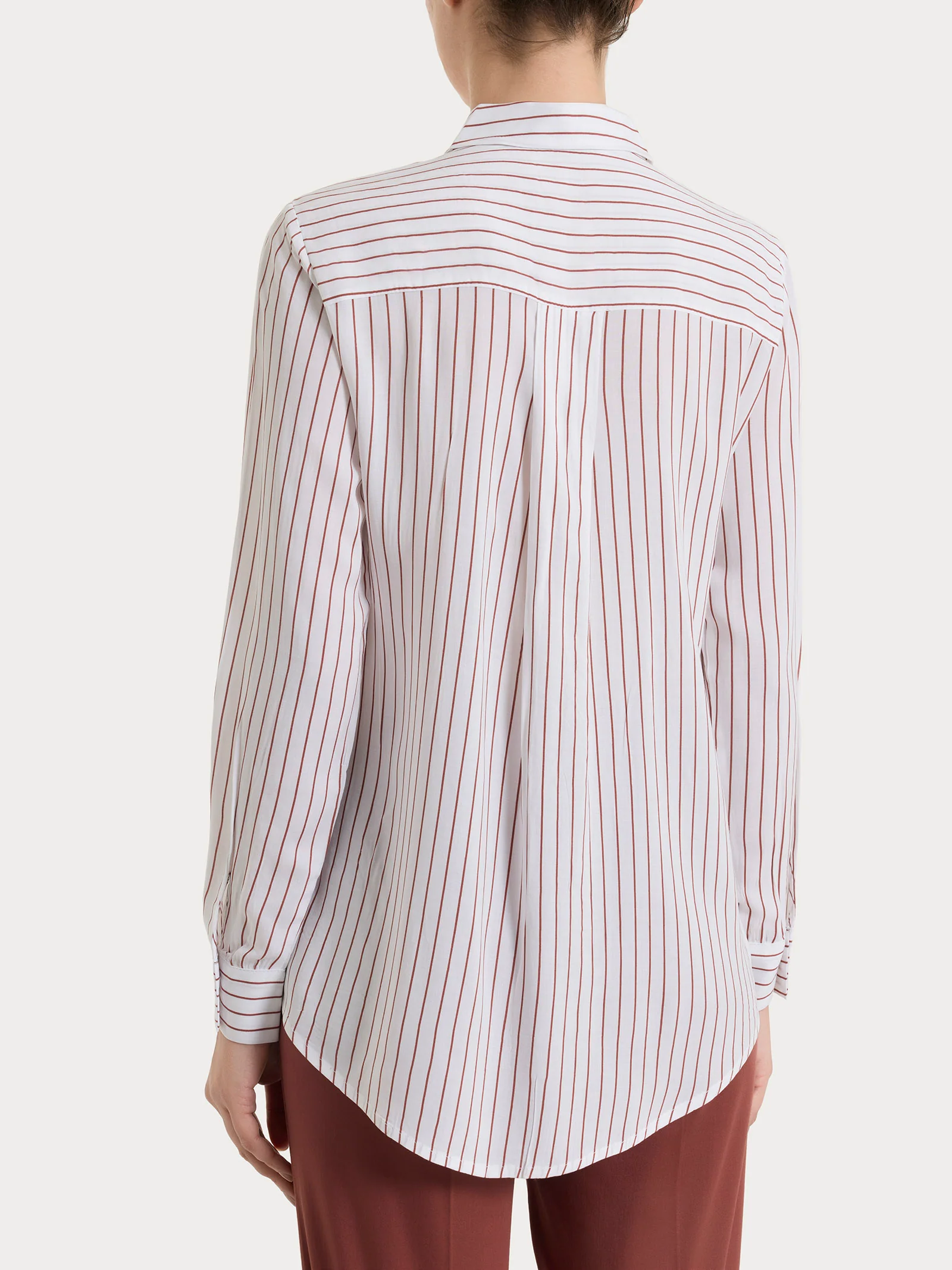 Camicia a righe in EcoSeta - Fant. Mahogany - Image 2