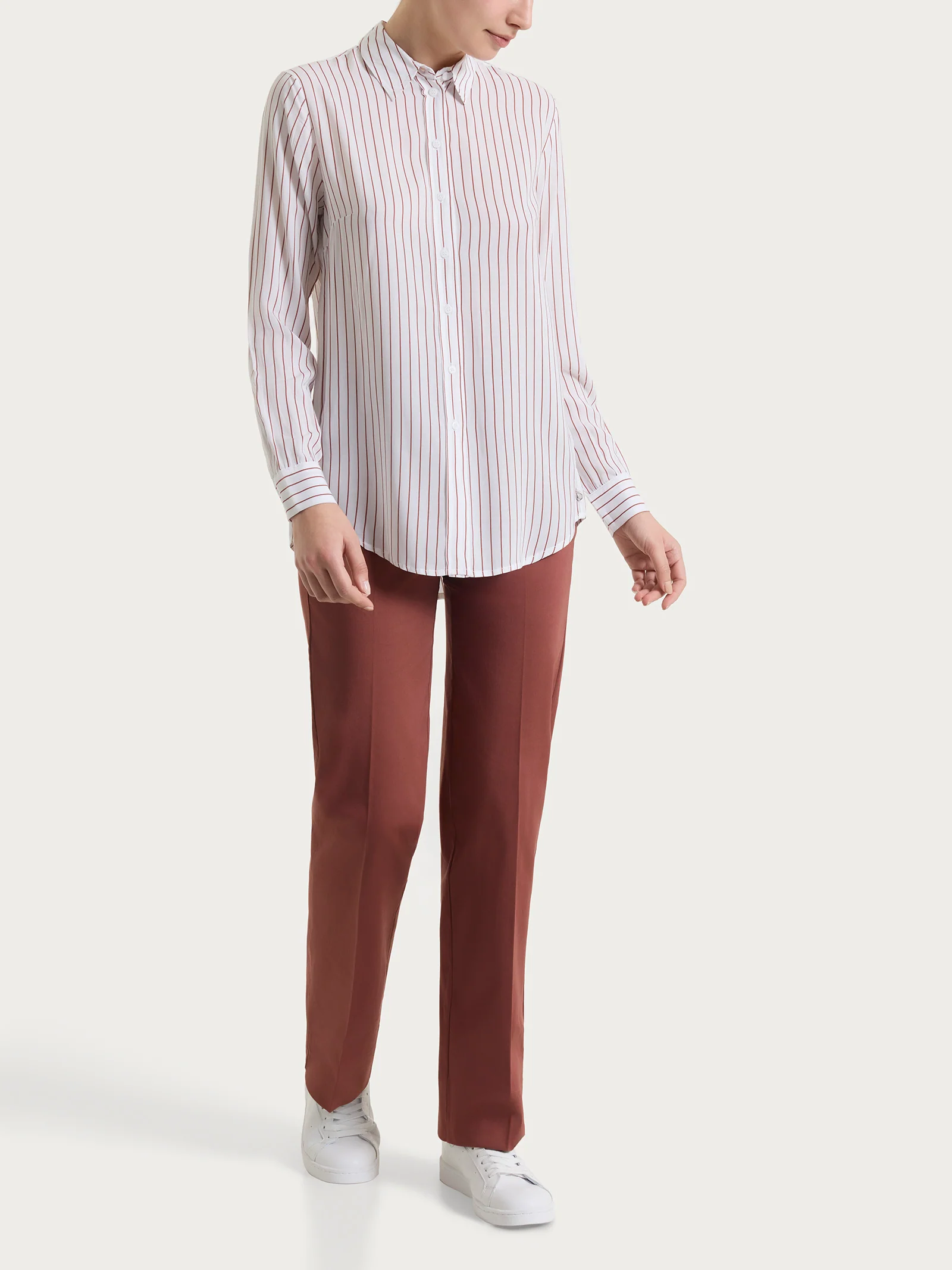 Camicia a righe in EcoSeta - Fant. Mahogany - Image 5