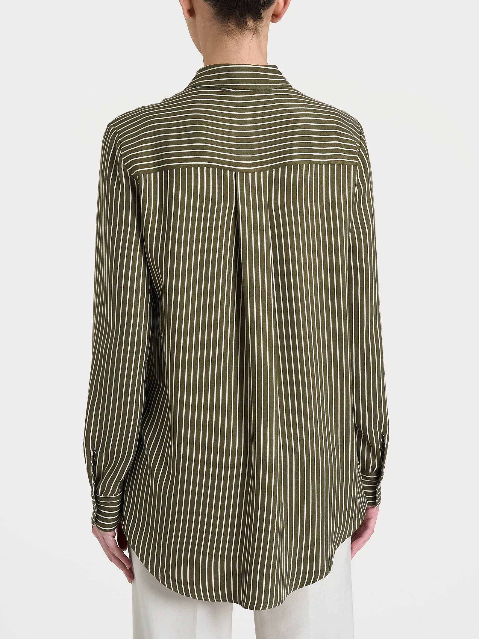 Camicia a righe in Winter EcoSeta - Fant. Dark Olive - Image 2