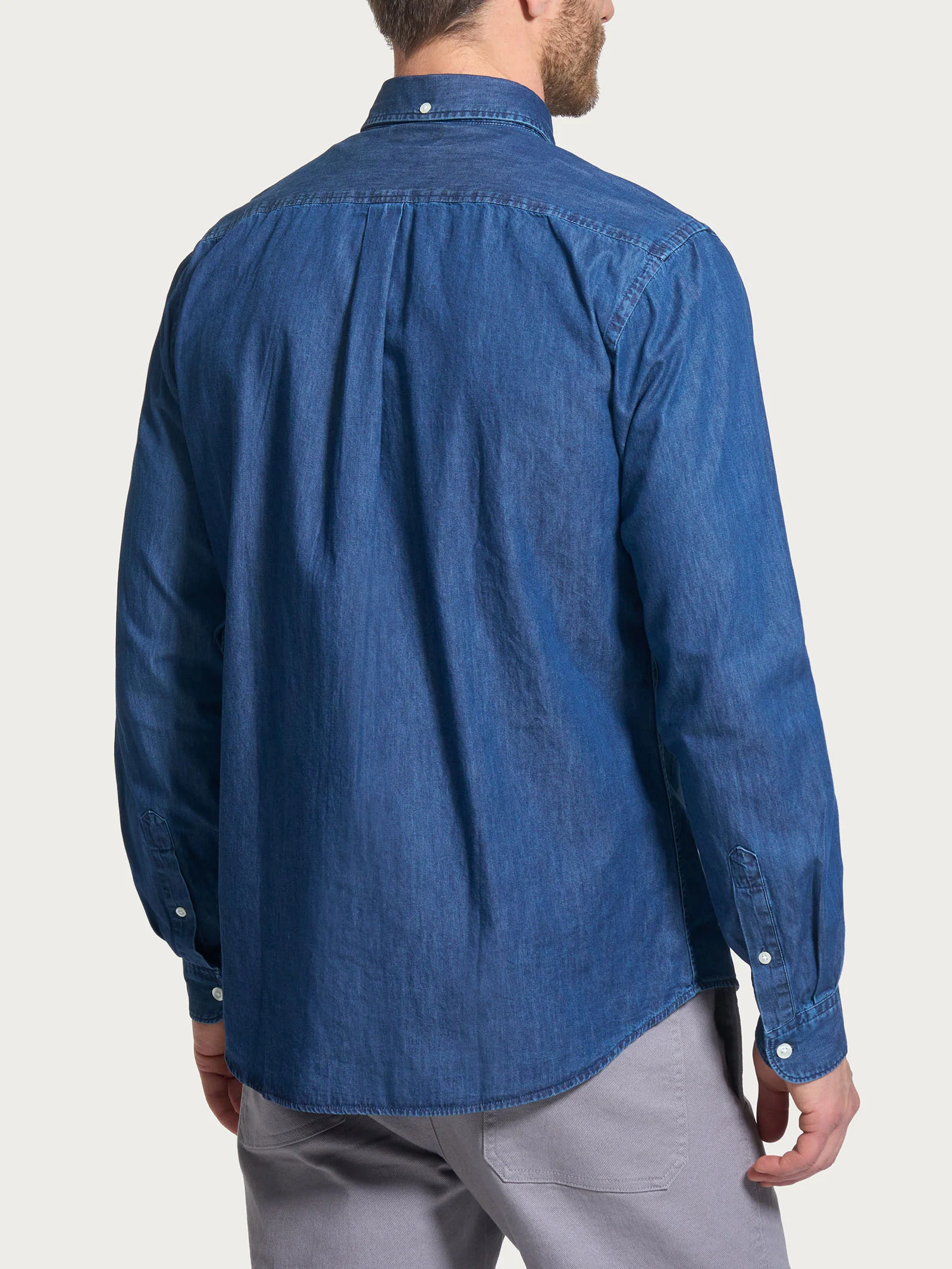 Camicia button down in chambray di cotone - Denim - Image 2