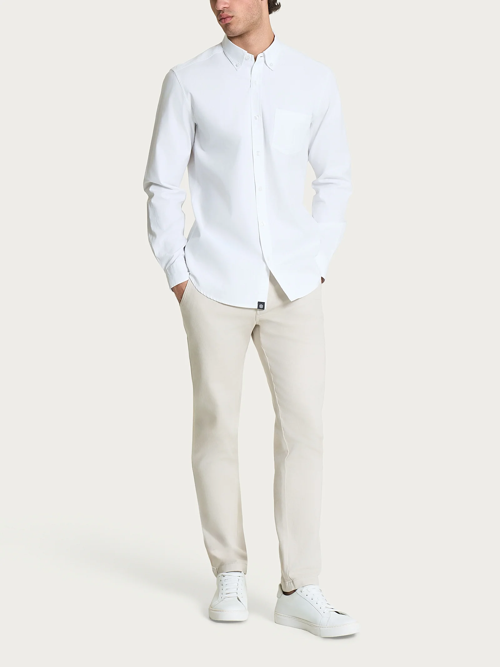 Camicia button down in Oxford Double Twisted - Bianco - Image 4