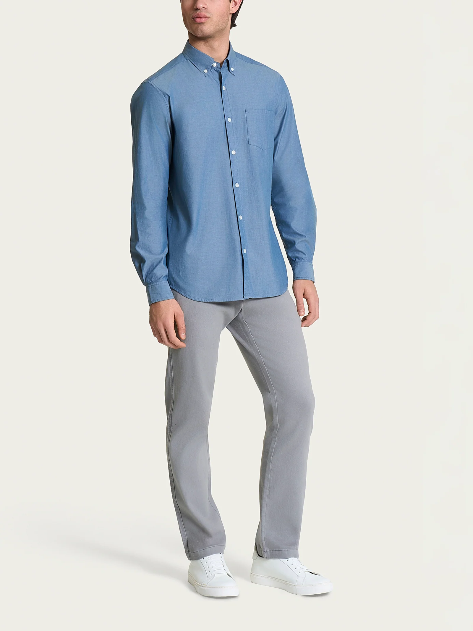 Camicia button down in Oxford Double Twisted - Flint Stone - Image 5