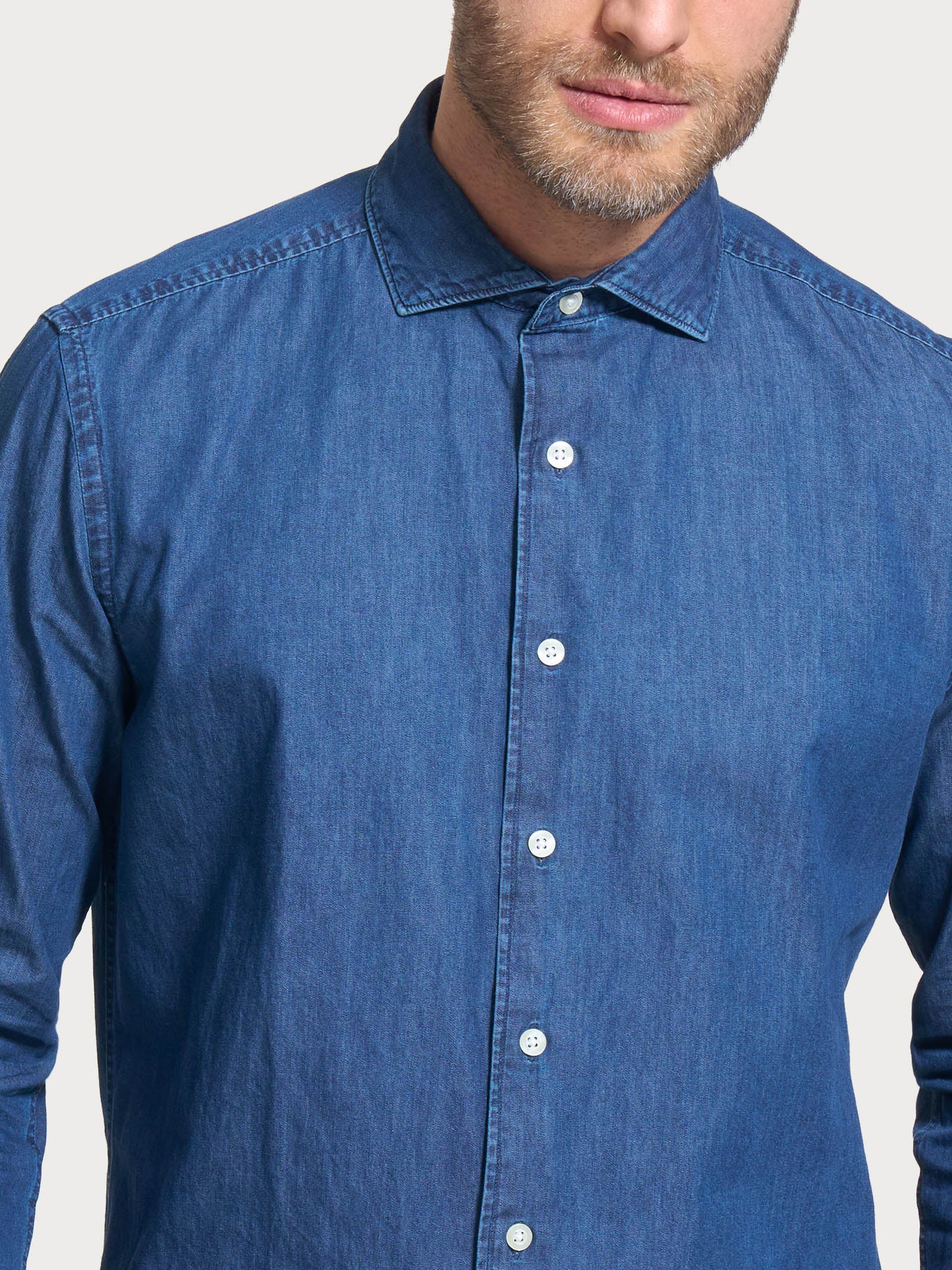 Camicia classica in chambray di cotone - Denim - Image 3
