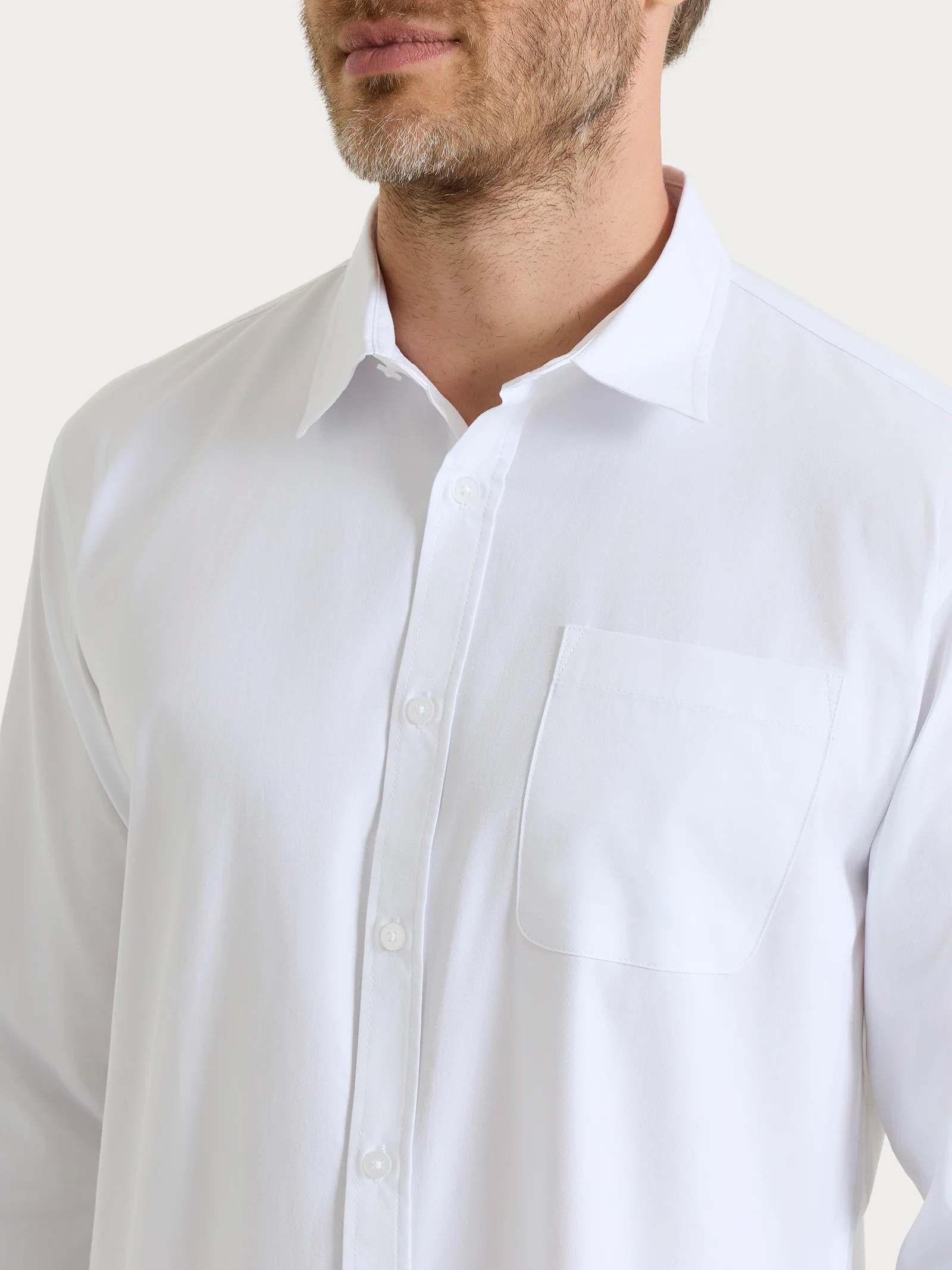 Camicia classica in Oxford Double Twisted - Bianco - Image 3