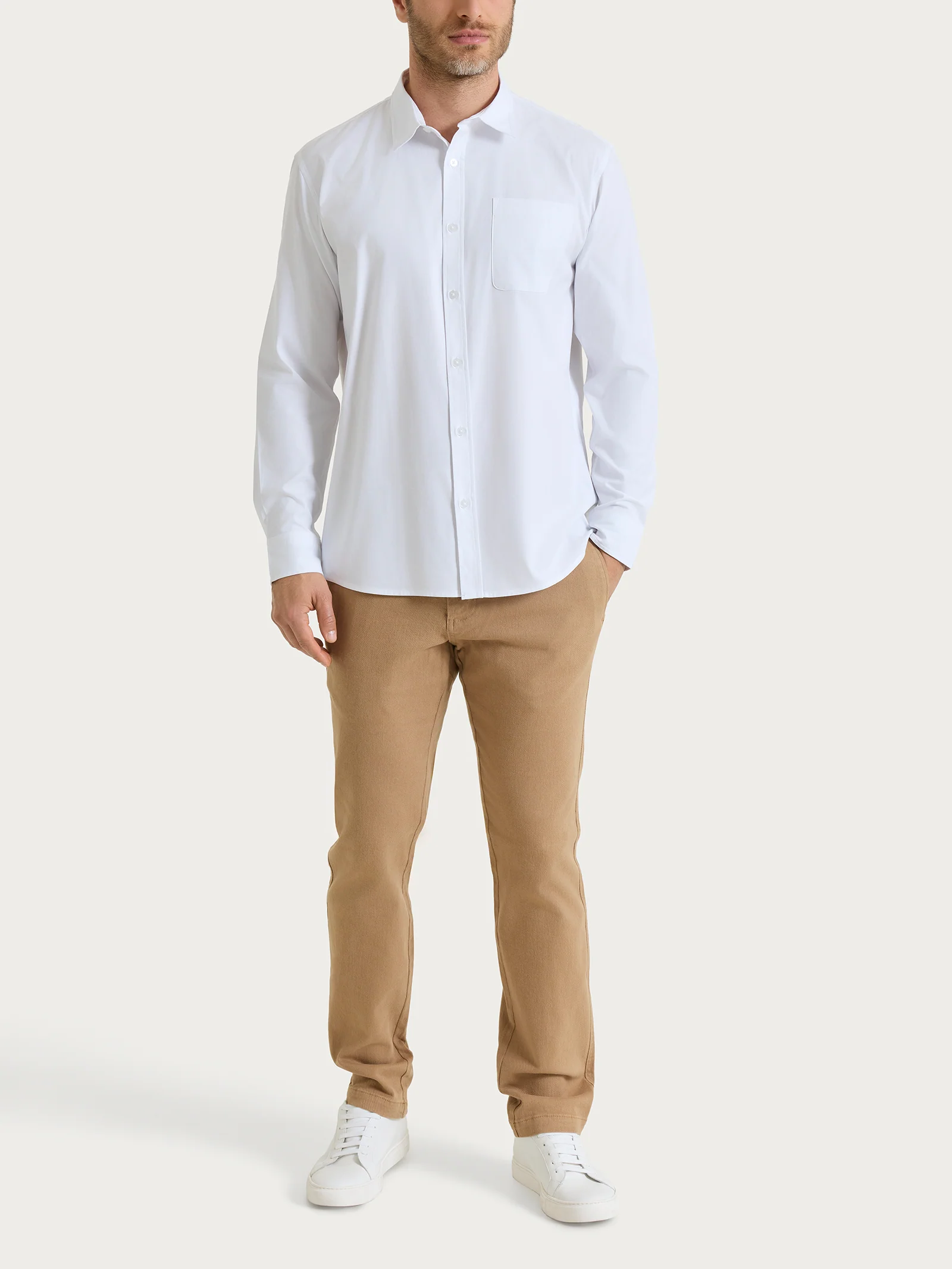 Camicia classica in Oxford Double Twisted - Bianco - Image 4