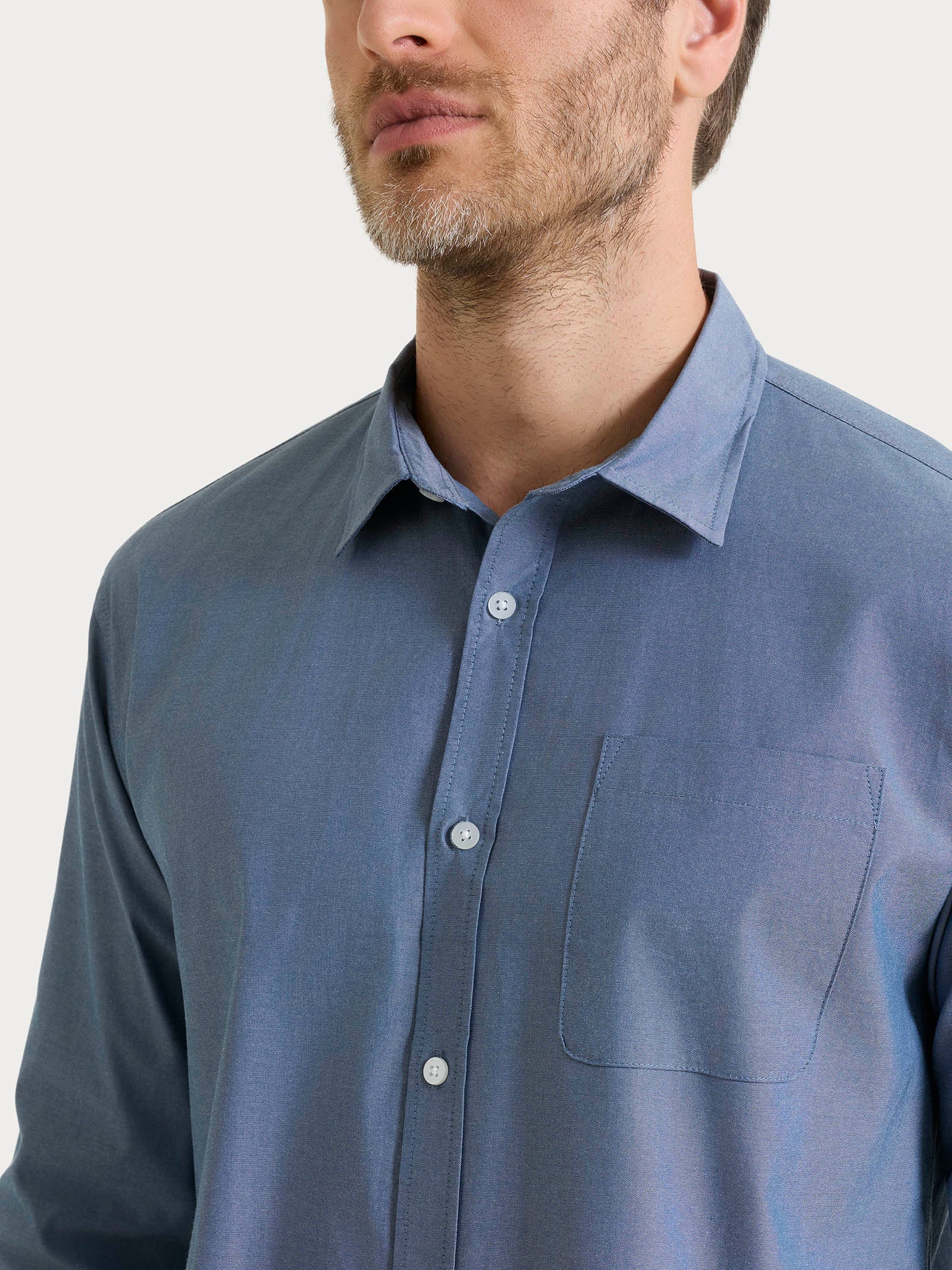 Camicia classica in Oxford Double Twisted - Flint Stone - Image 3