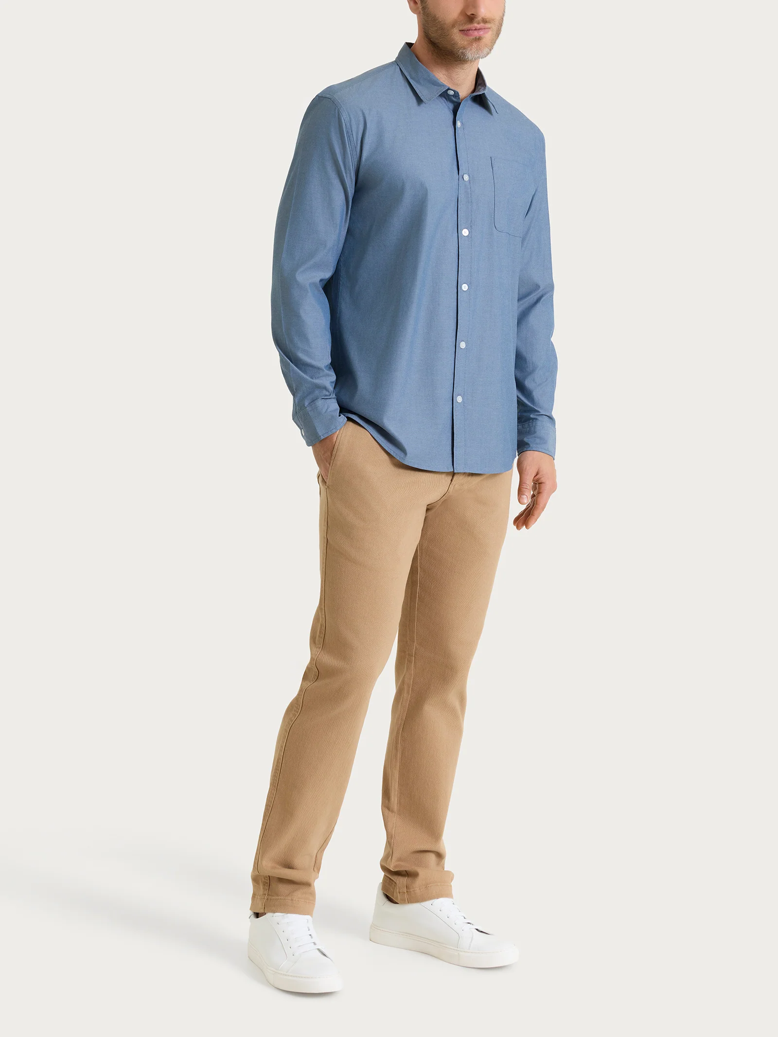 Camicia classica in Oxford Double Twisted - Flint Stone - Image 4