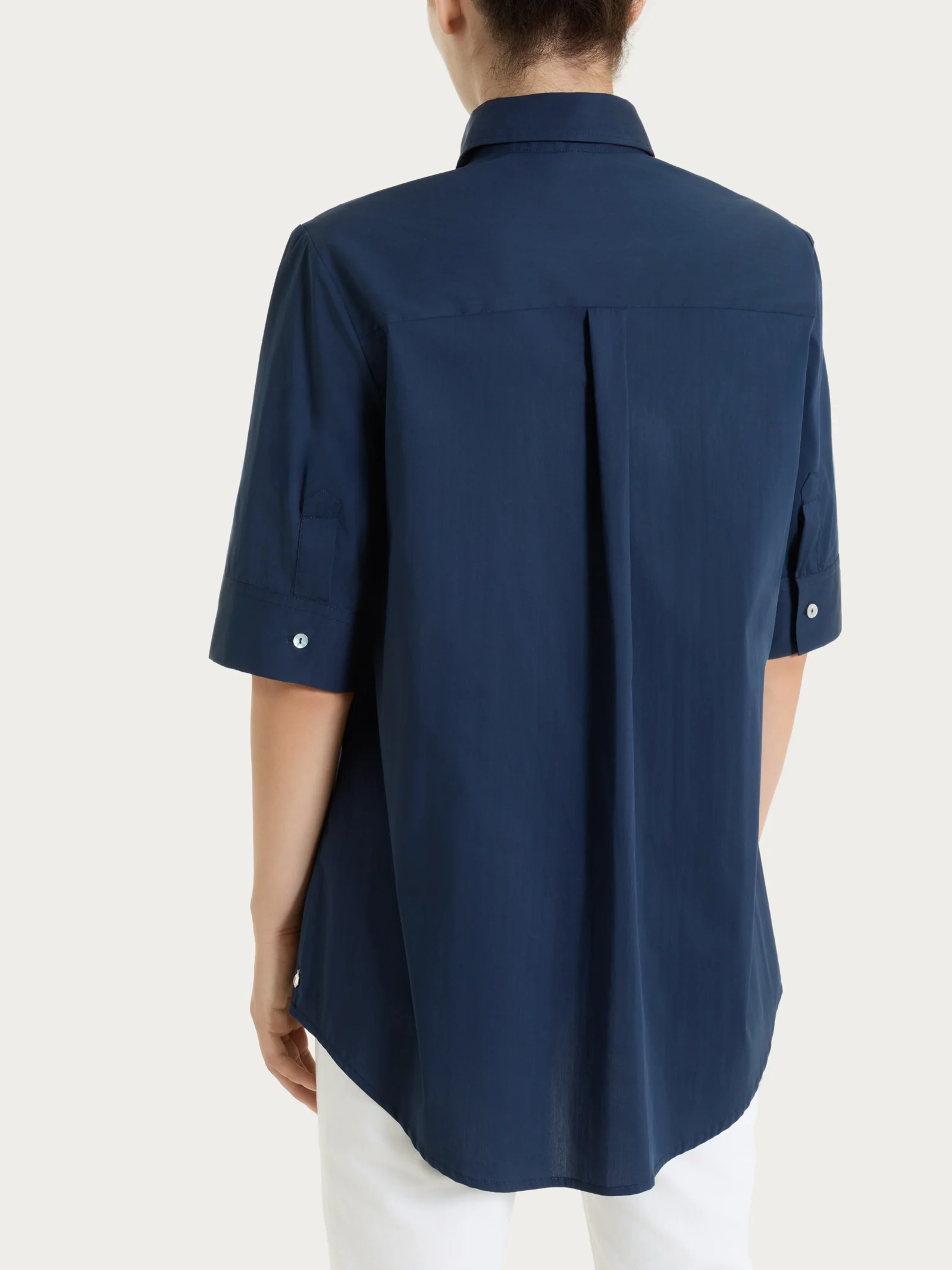 Camicia con collo a serafino in Poplin di cotone - Bleu - Image 2