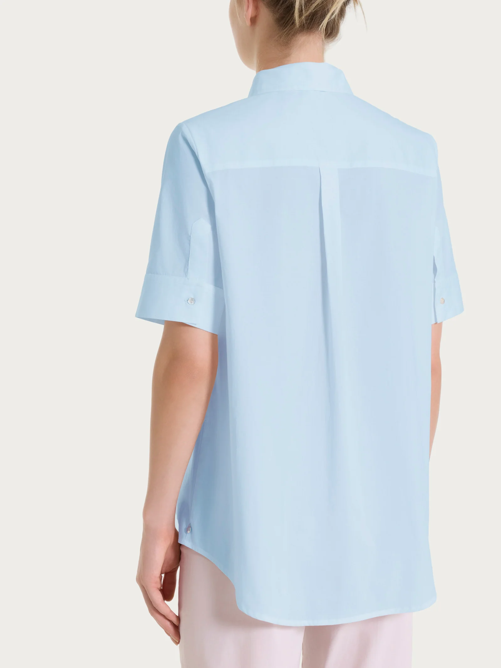 Camicia con collo a serafino in Poplin di cotone - Skyway - Image 2
