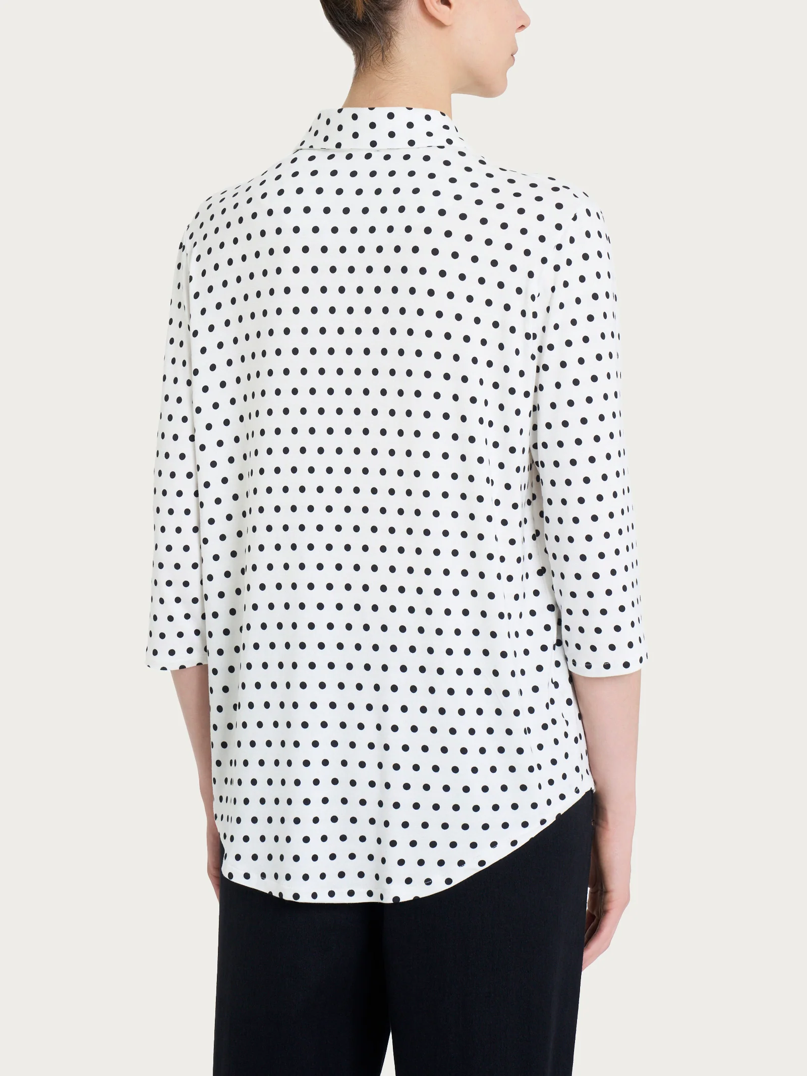 Camicia con dots e manica 3/4 in Viscosa Summer - Fant.Bianco - Image 2