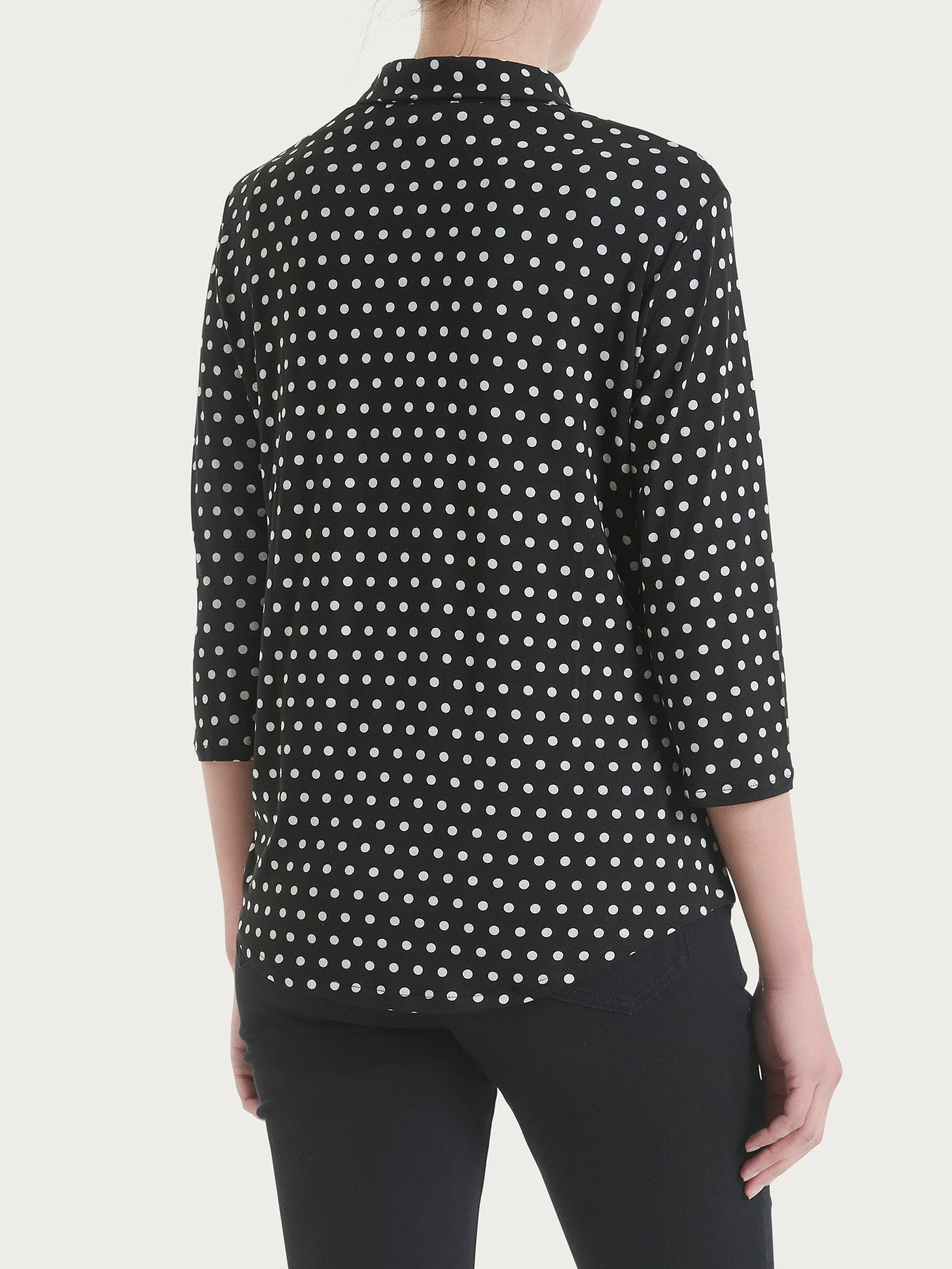 Camicia con dots e manica 3/4 in Viscosa Summer - Fant.Nero - Image 2