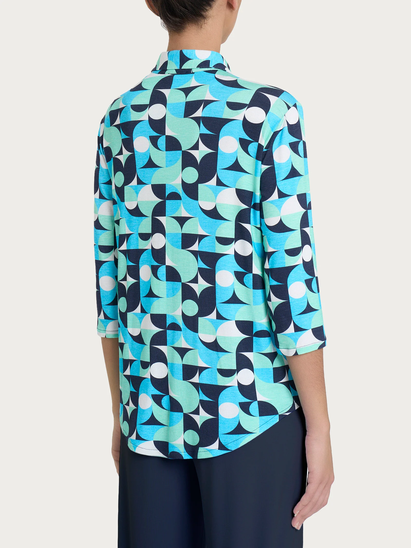 Camicia con geometric pattern in Viscosa Summer - Fant. Aquarius - Image 2