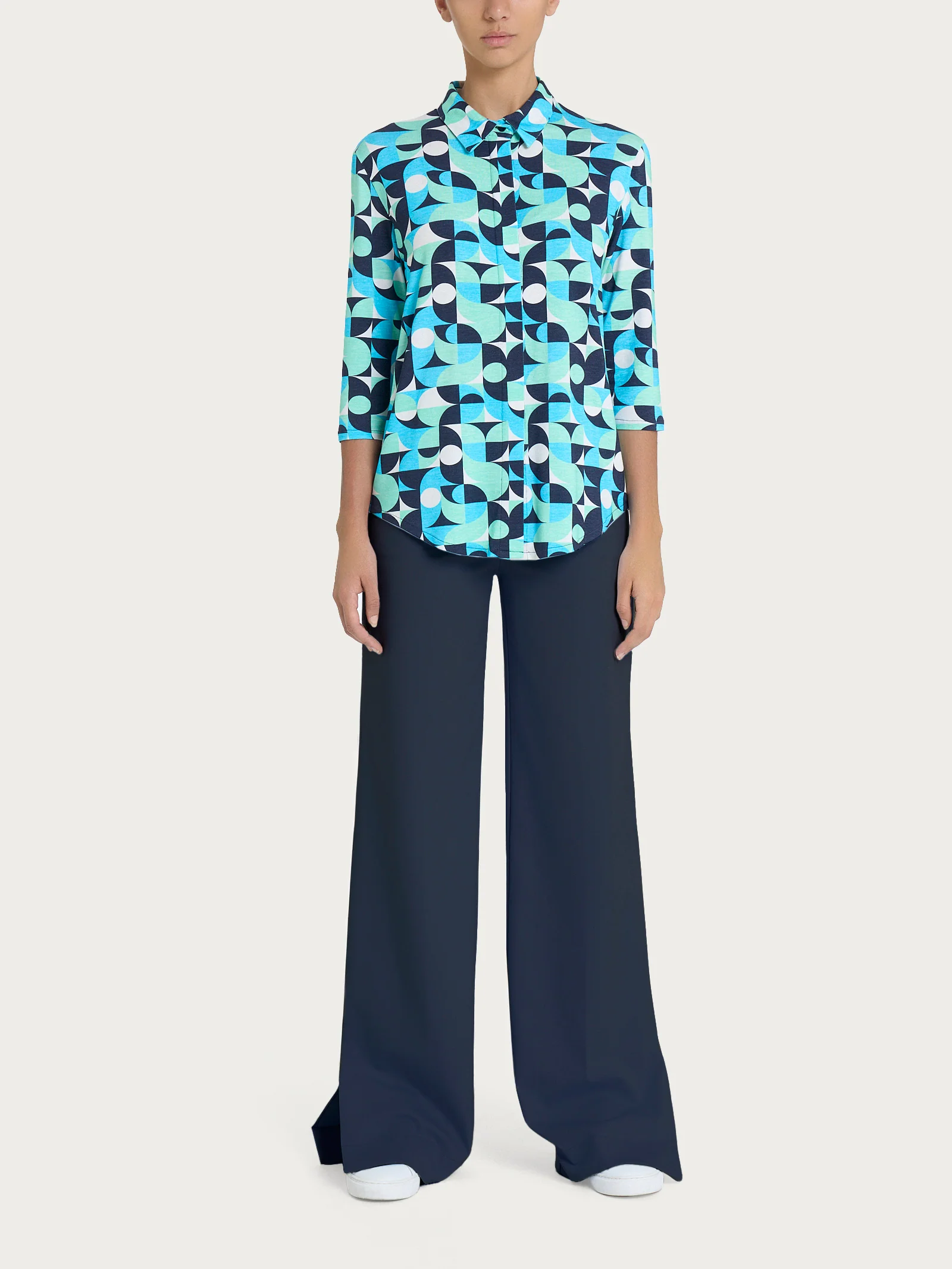 Camicia con geometric pattern in Viscosa Summer - Fant. Aquarius - Image 4