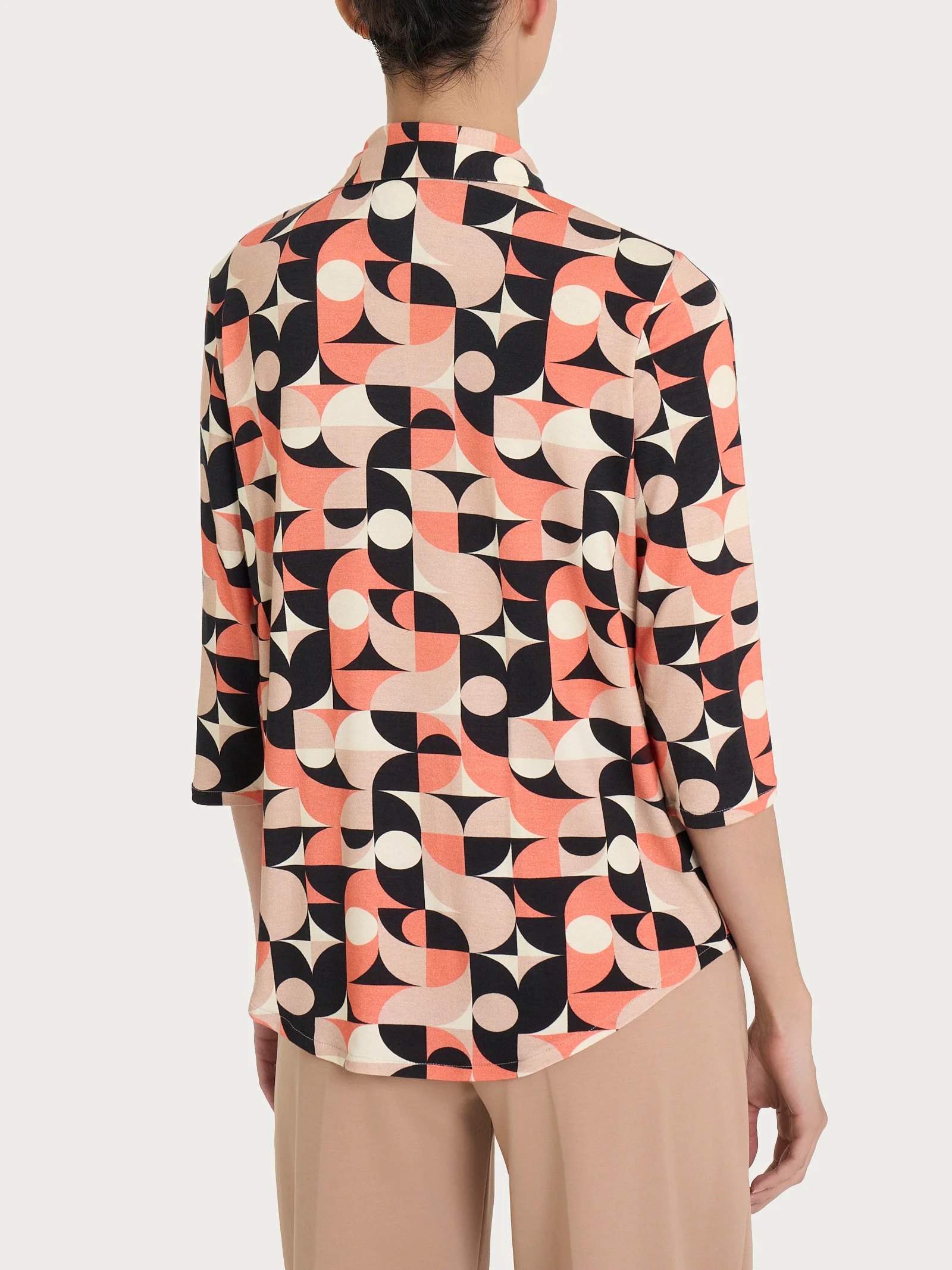 Camicia con geometric pattern in Viscosa Summer - Fant. Warm Taupe - Image 2