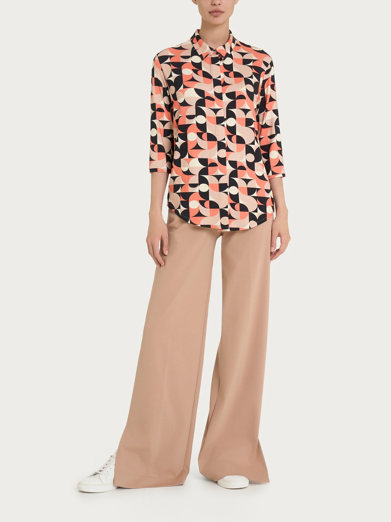 Camicia con geometric pattern in Viscosa Summer - Fant. Warm Taupe - Image 4