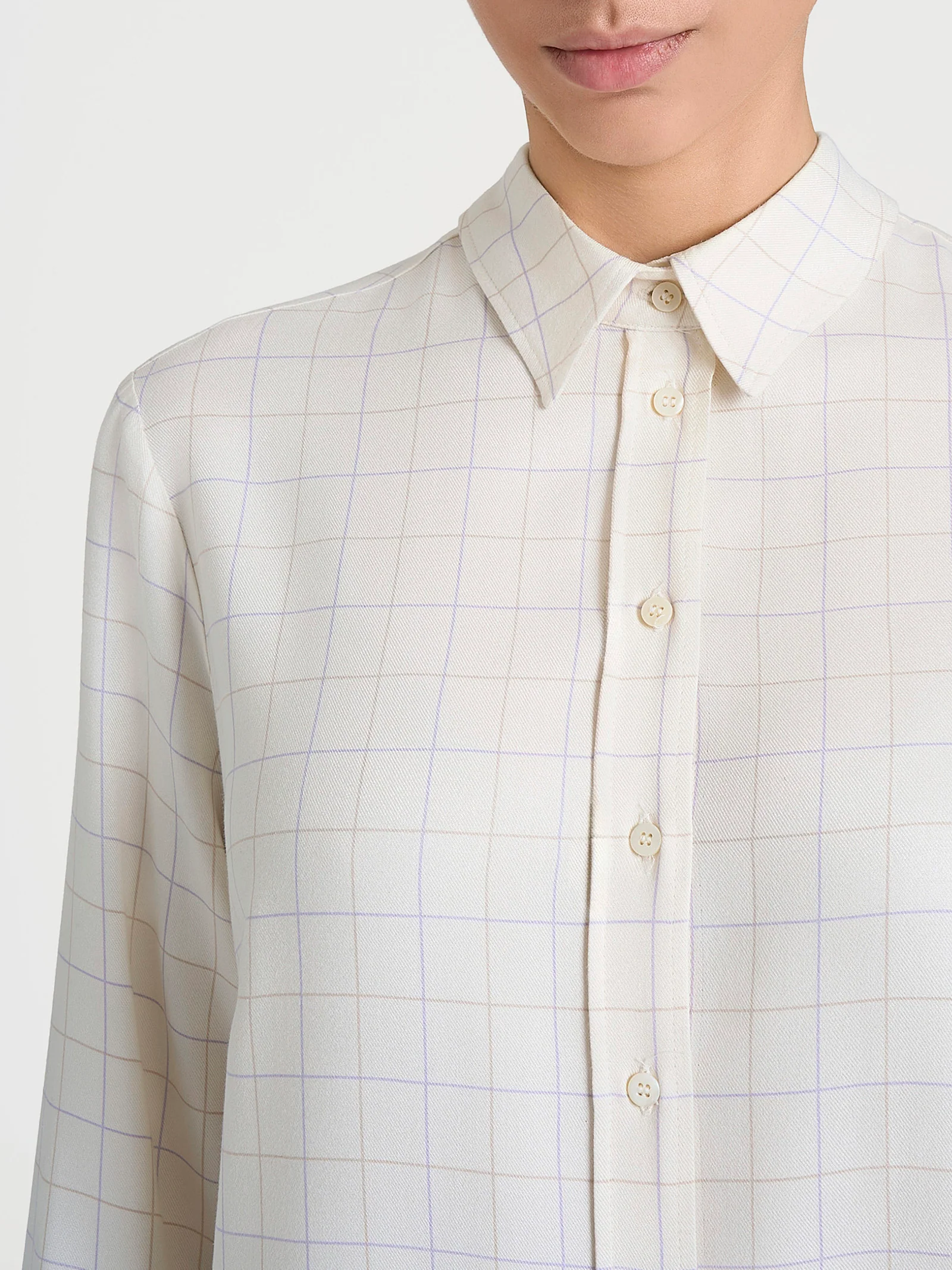 Camicia con macro check bicolor in Winter EcoSeta - Fant.Avorio - Image 3