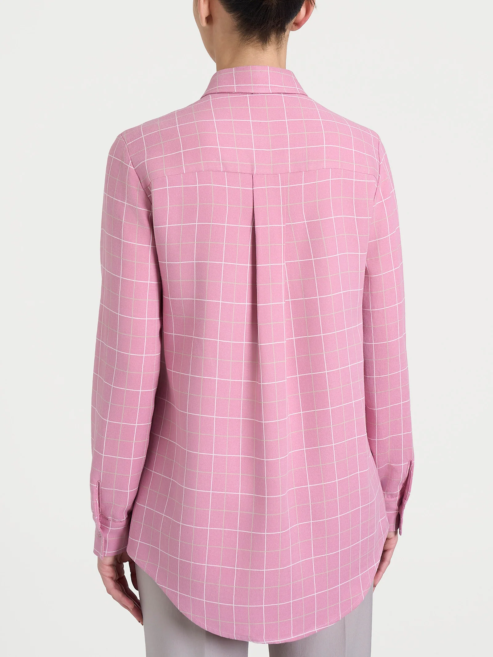 Camicia con macro check bicolor in Winter EcoSeta - Fant. Lilas - Image 2