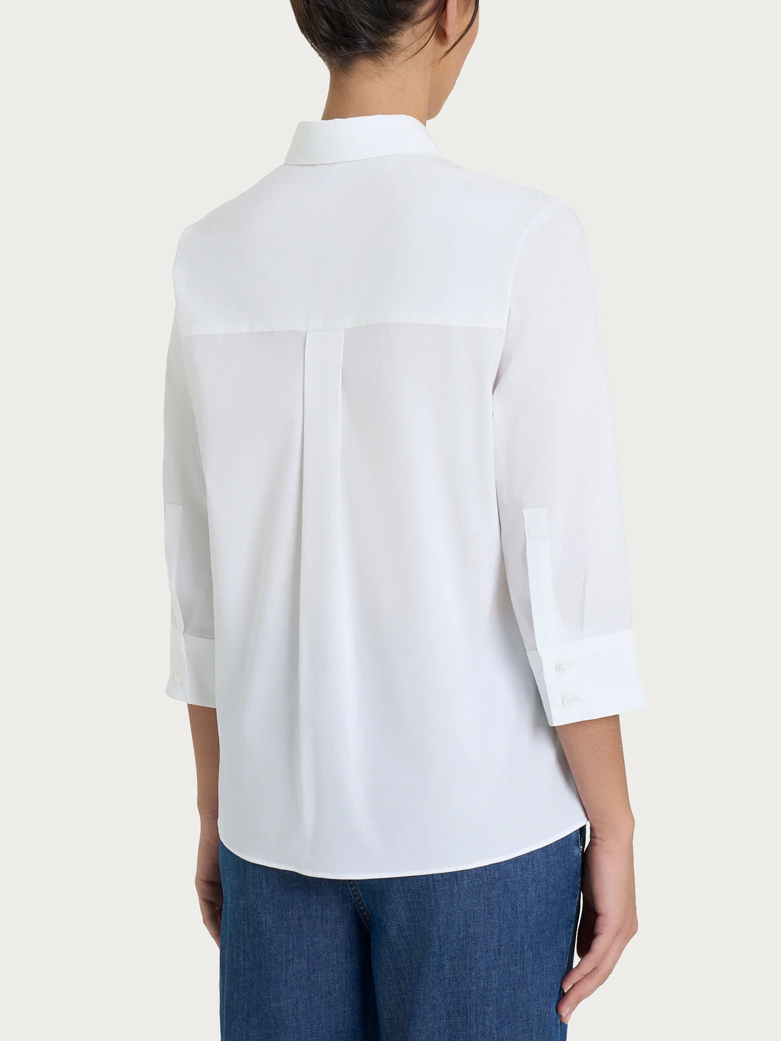 Camicia con manica 3/4 in Popeline - Bianco - Image 2