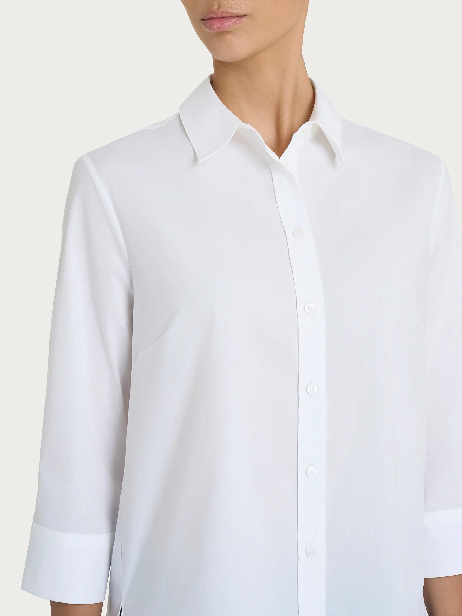 Camicia con manica 3/4 in Popeline - Bianco - Image 3