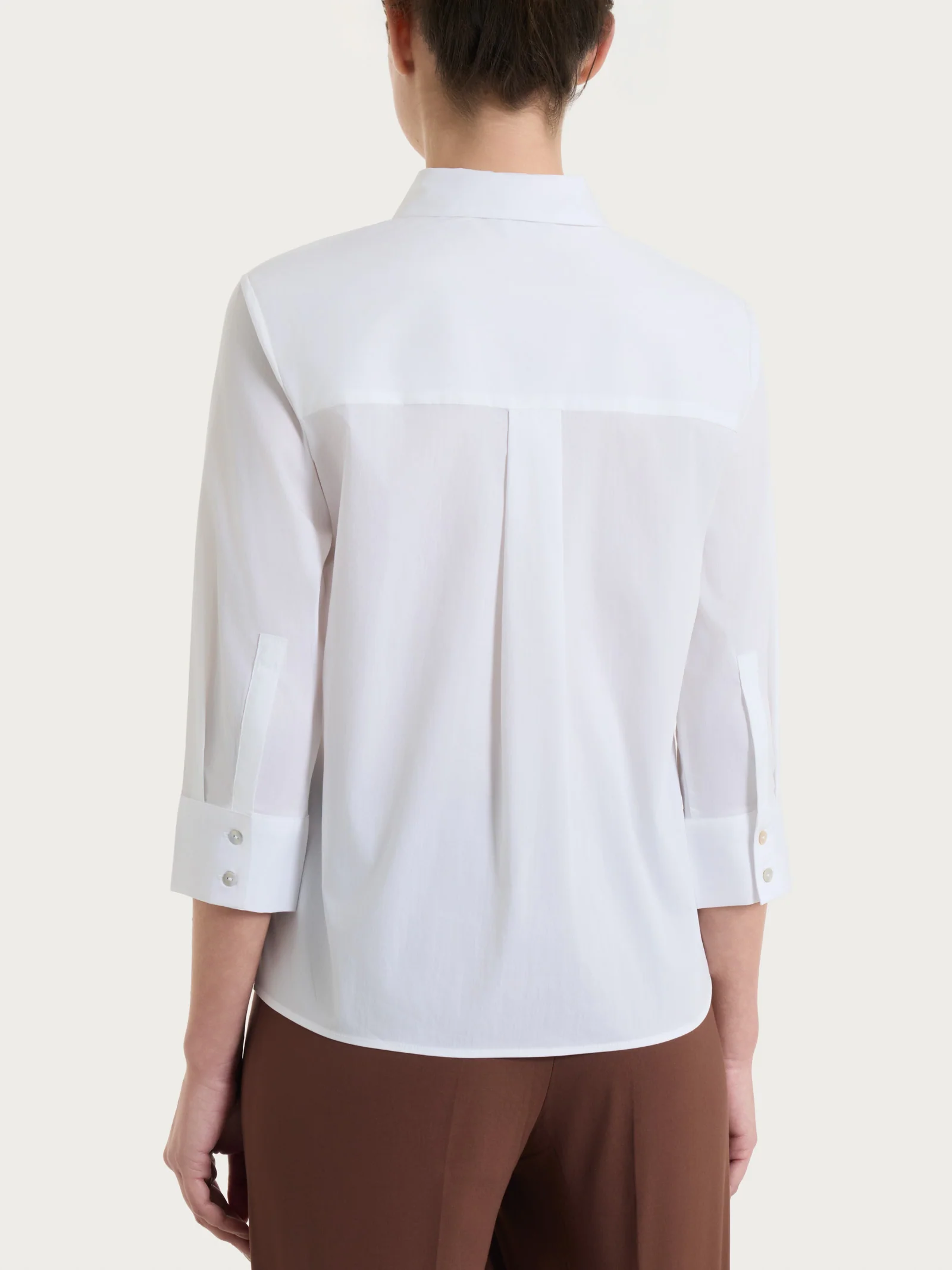 Camicia con manica 3/4 in Poplin di cotone - Bianco - Image 2
