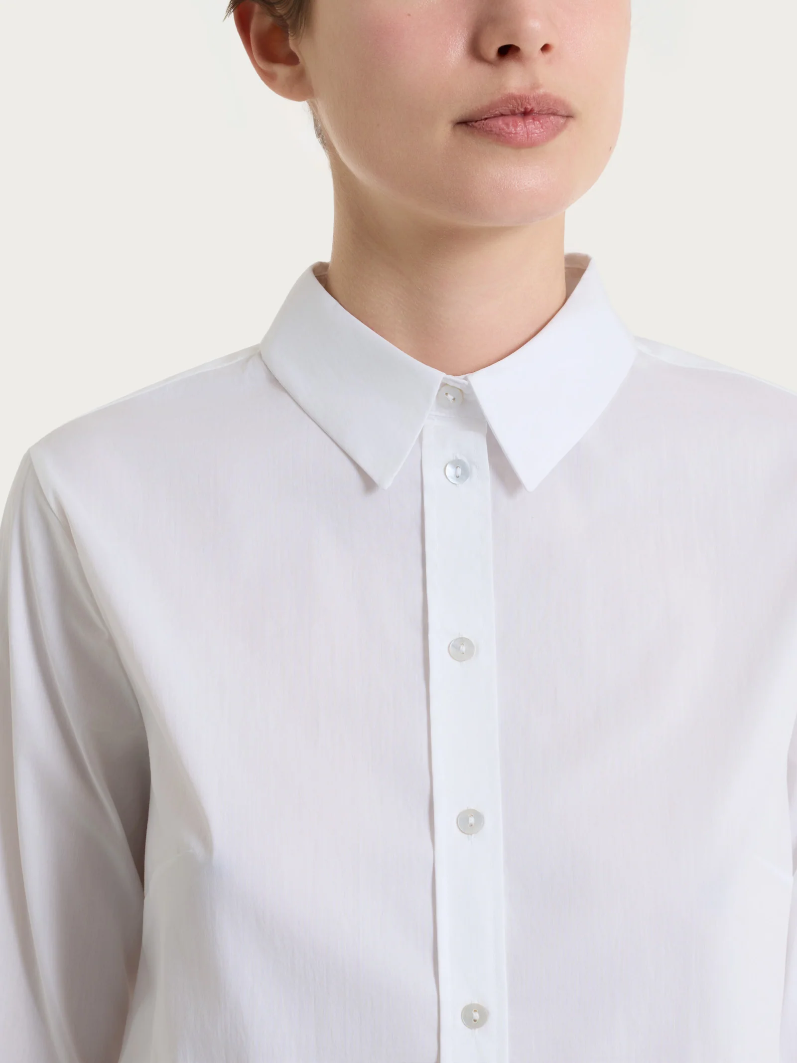 Camicia con manica 3/4 in Poplin di cotone - Bianco - Image 4