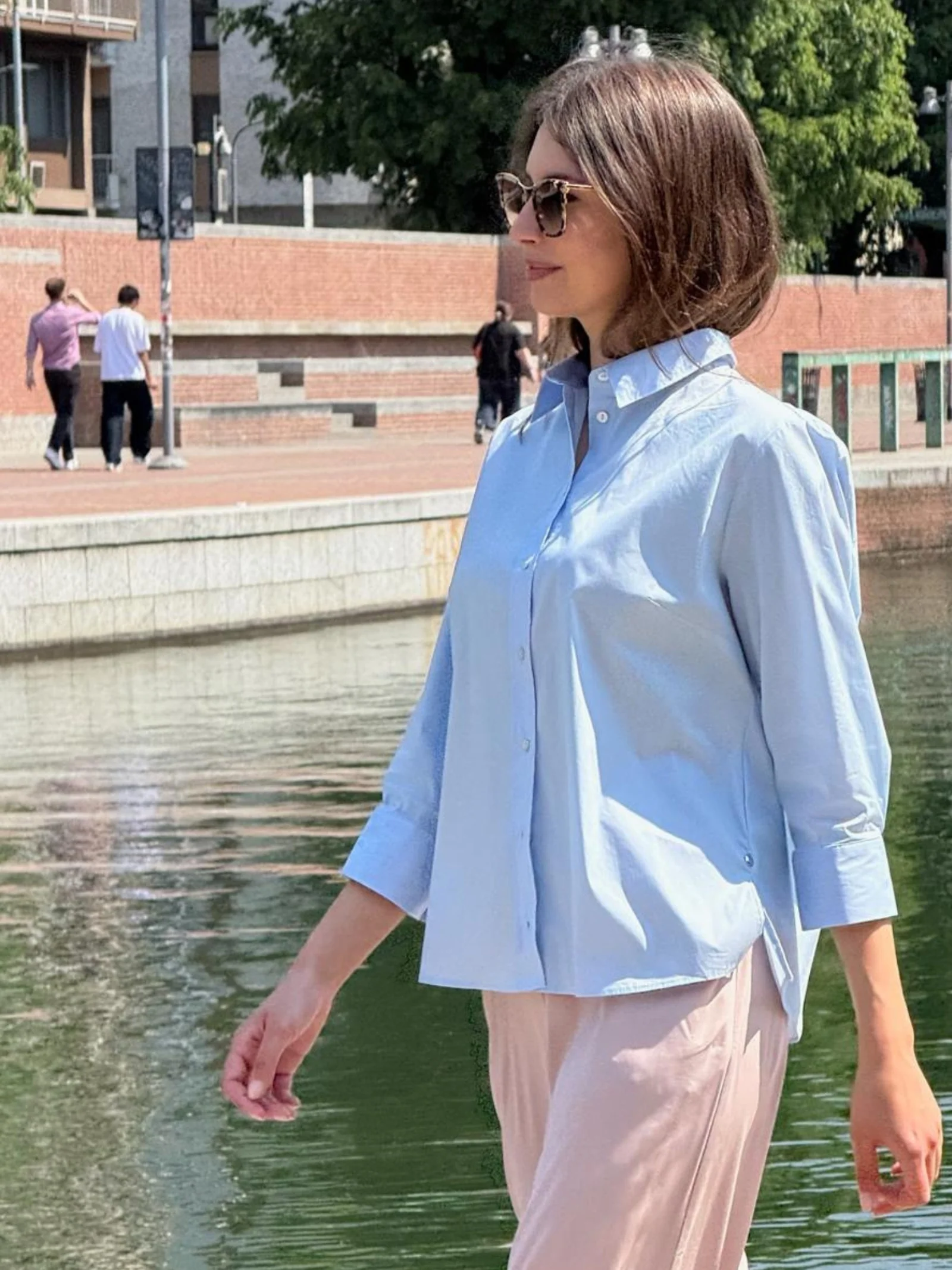 Camicia con manica 3/4 in Poplin di cotone - Skyway - Image 4