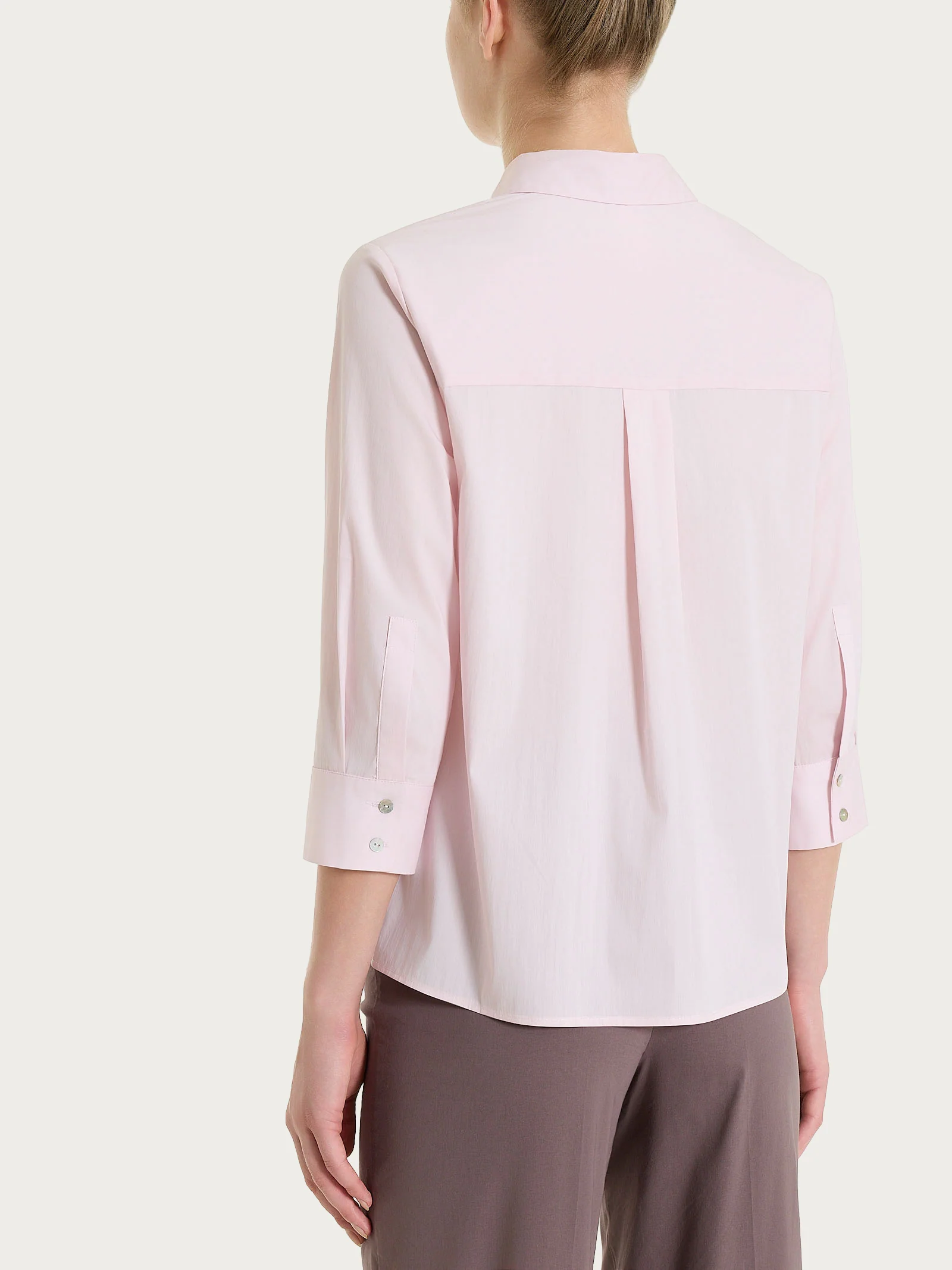 Camicia con manica 3/4 in Poplin di cotone - Pale Lilac - Image 2