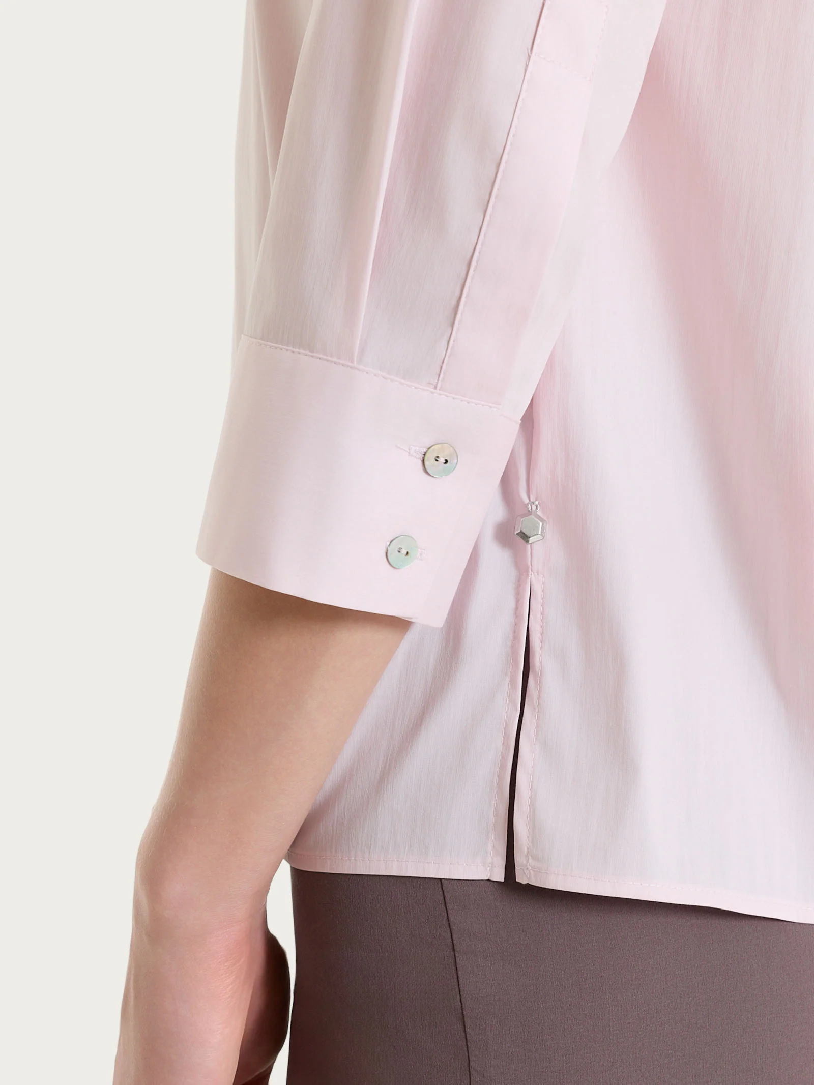 Camicia con manica 3/4 in Poplin di cotone - Pale Lilac - Image 4