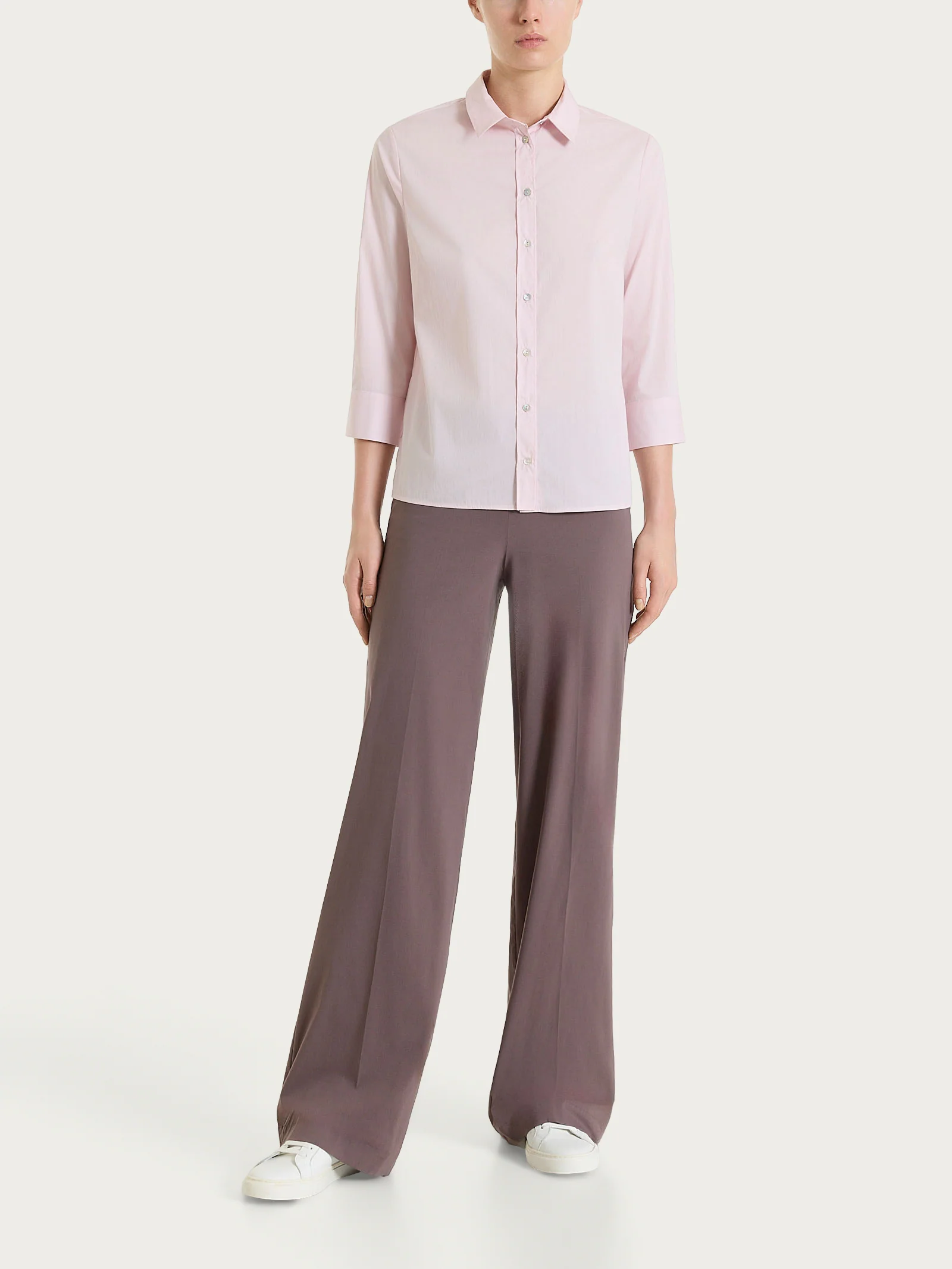 Camicia con manica 3/4 in Poplin di cotone - Pale Lilac - Image 6