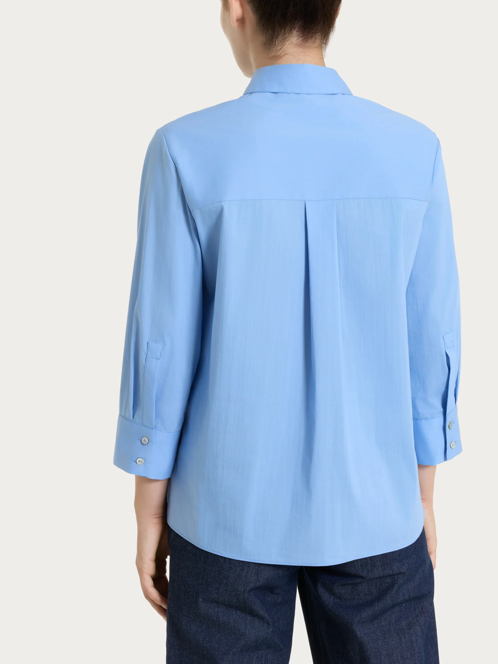 Camicia con manica 3/4 in Poplin di cotone - Bel Air Blue - Image 2